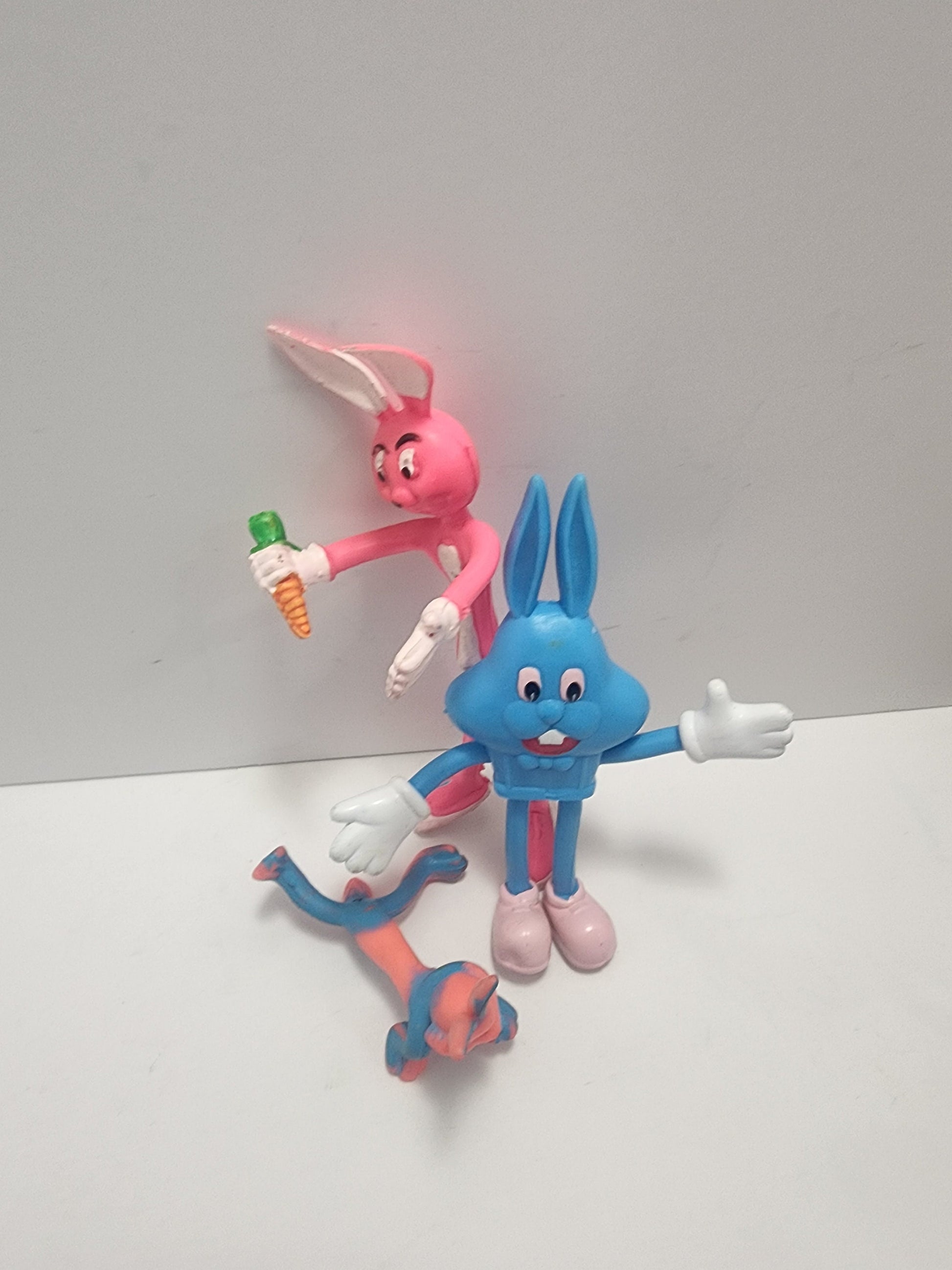 Bendable 1970 1980 Action Figures - Rocky and Bullwinkle - Christmas Toys - Easter Bunny - Bendable Toys - Wham O - Stretchy Toys