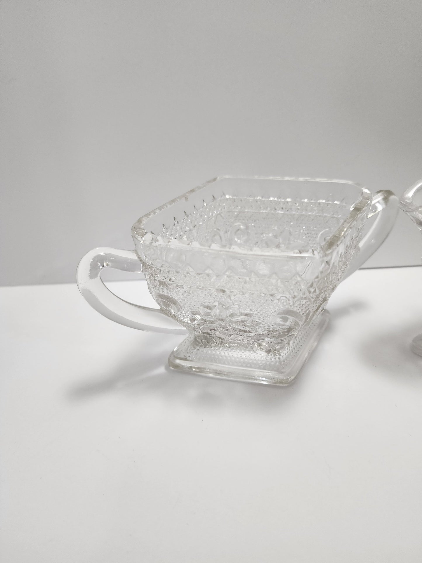 Indiana Glass Company Cut Class 1970s Depression Glass Creamer Set of 2 - Indiana Glass - Depression Glass - Creamer - Creamer Set - Glass