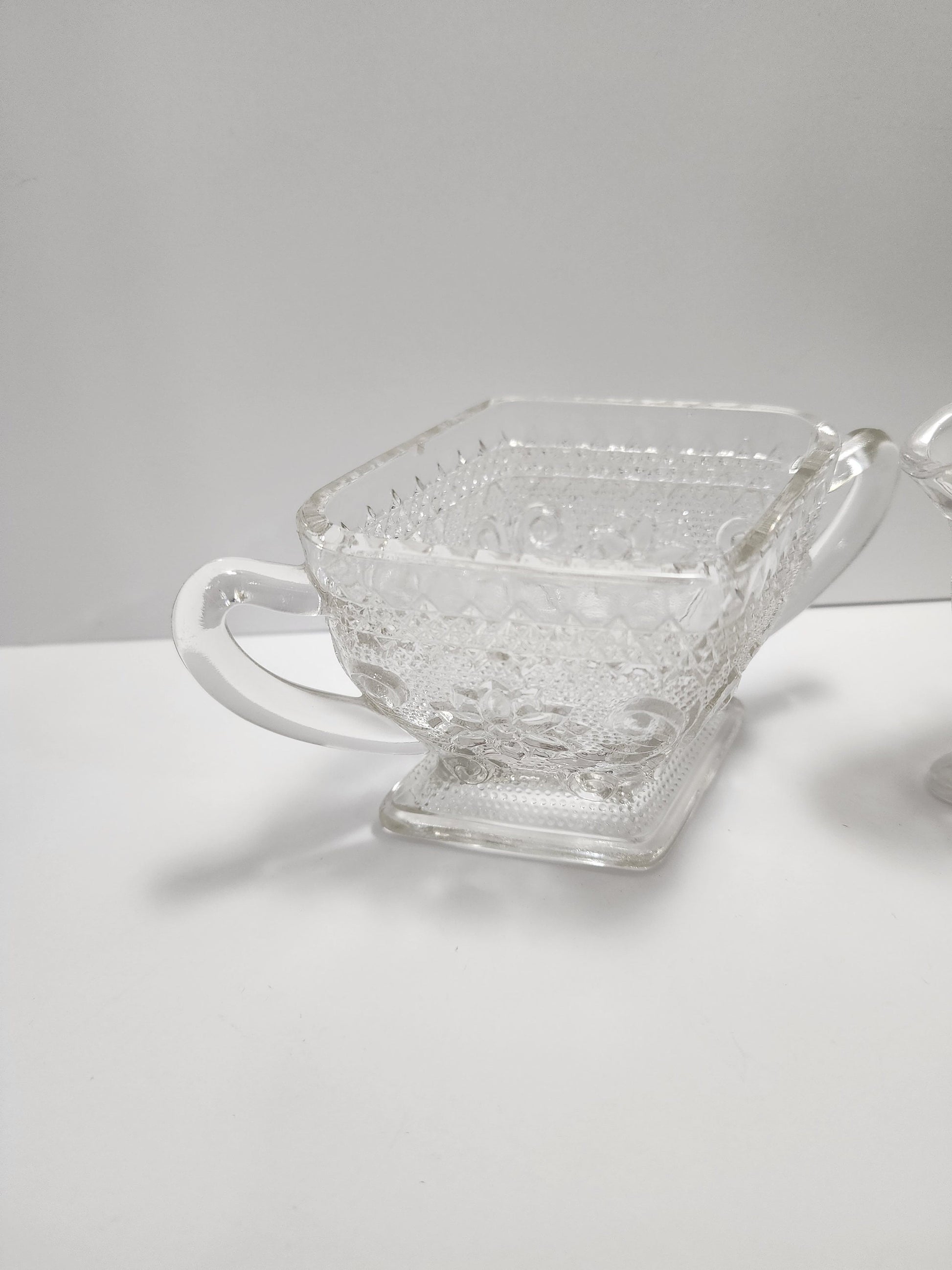 Indiana Glass Company Cut Class 1970s Depression Glass Creamer Set of 2 - Indiana Glass - Depression Glass - Creamer - Creamer Set - Glass