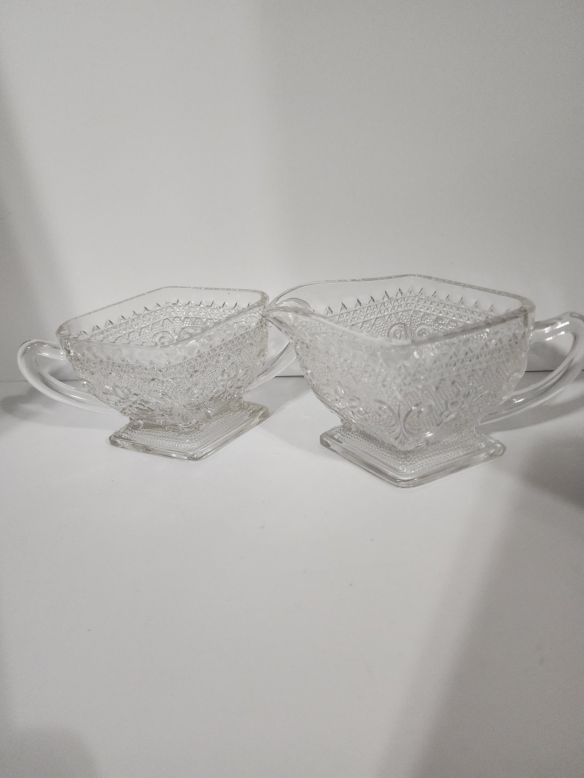 Indiana Glass Company Cut Class 1970s Depression Glass Creamer Set of 2 - Indiana Glass - Depression Glass - Creamer - Creamer Set - Glass