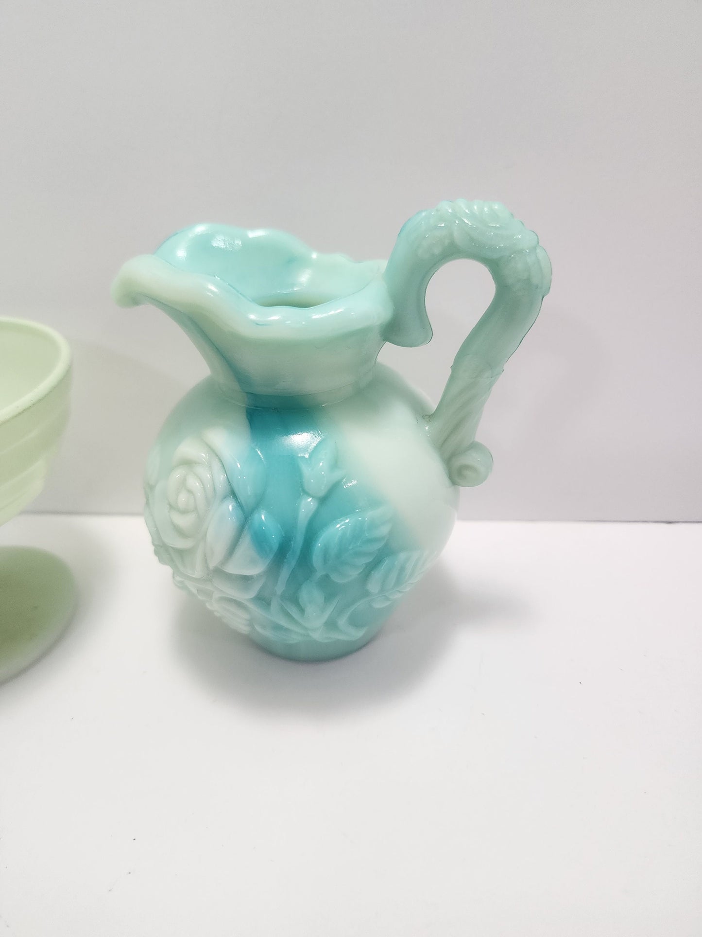 Avon Vintage Bath Oil Jug and Glass Dish Hazel Custard Dish - Vintage Glass - Dish - Avon - Bath Oil - Accent - Jugs - Vintage Glassware!