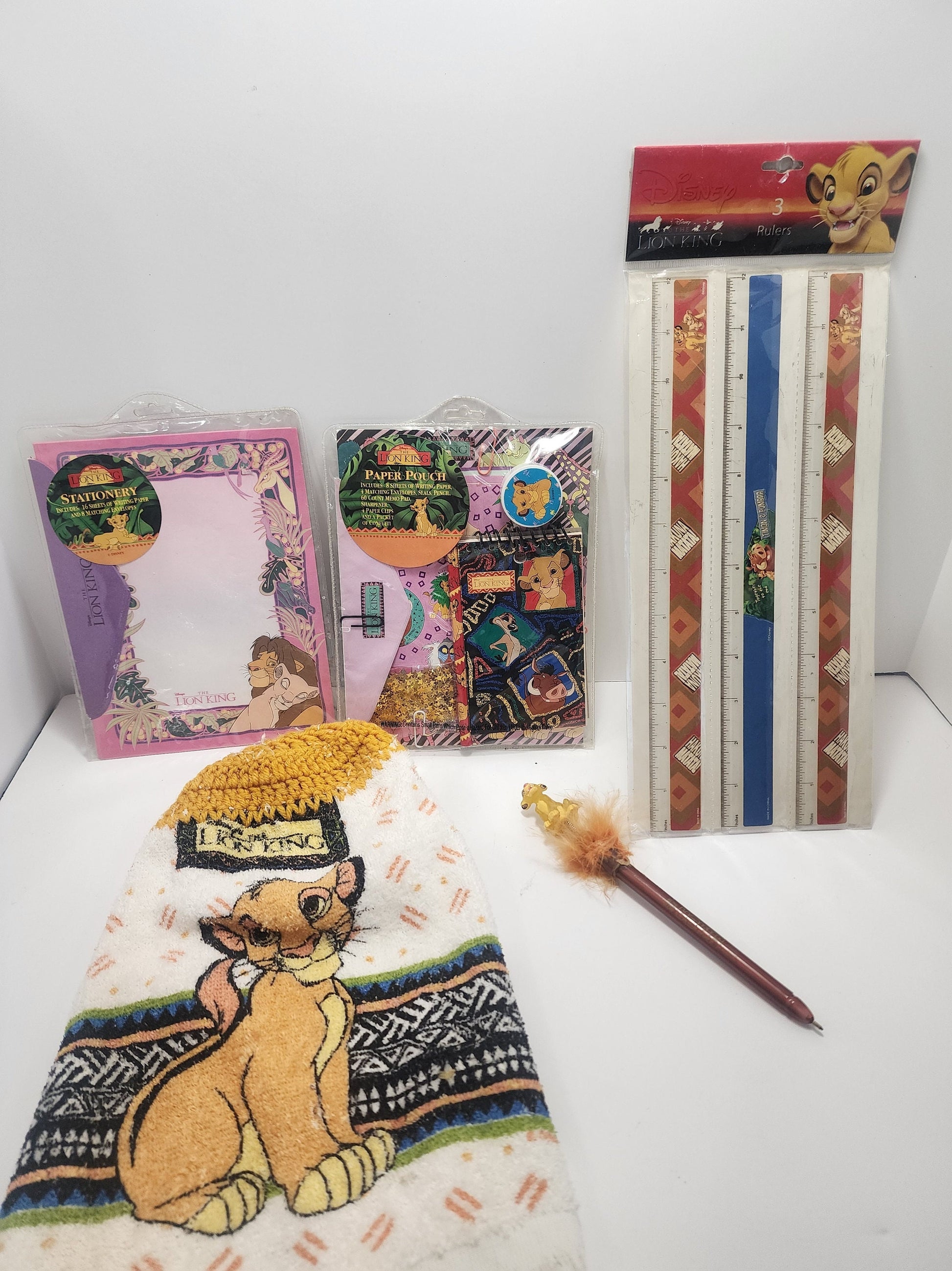 Lion King 1990s Vintage Gear - Disney - Vintage Disney - The Lion King - Simba - Kitche Towel - Stationary - Ruler - School Supplies