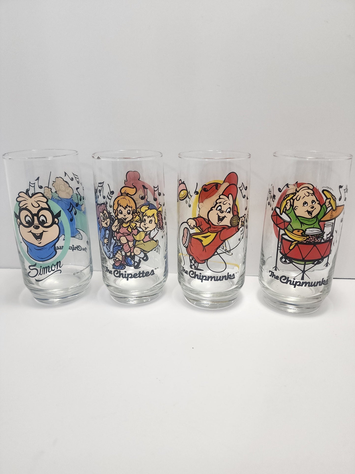 Vintage 1985 Alvin & The Chipmunks Glasses - Chippettes - Vintage Glasses - Character Glasses - Chipmunks Glasses - Alvin and The Chipmunks