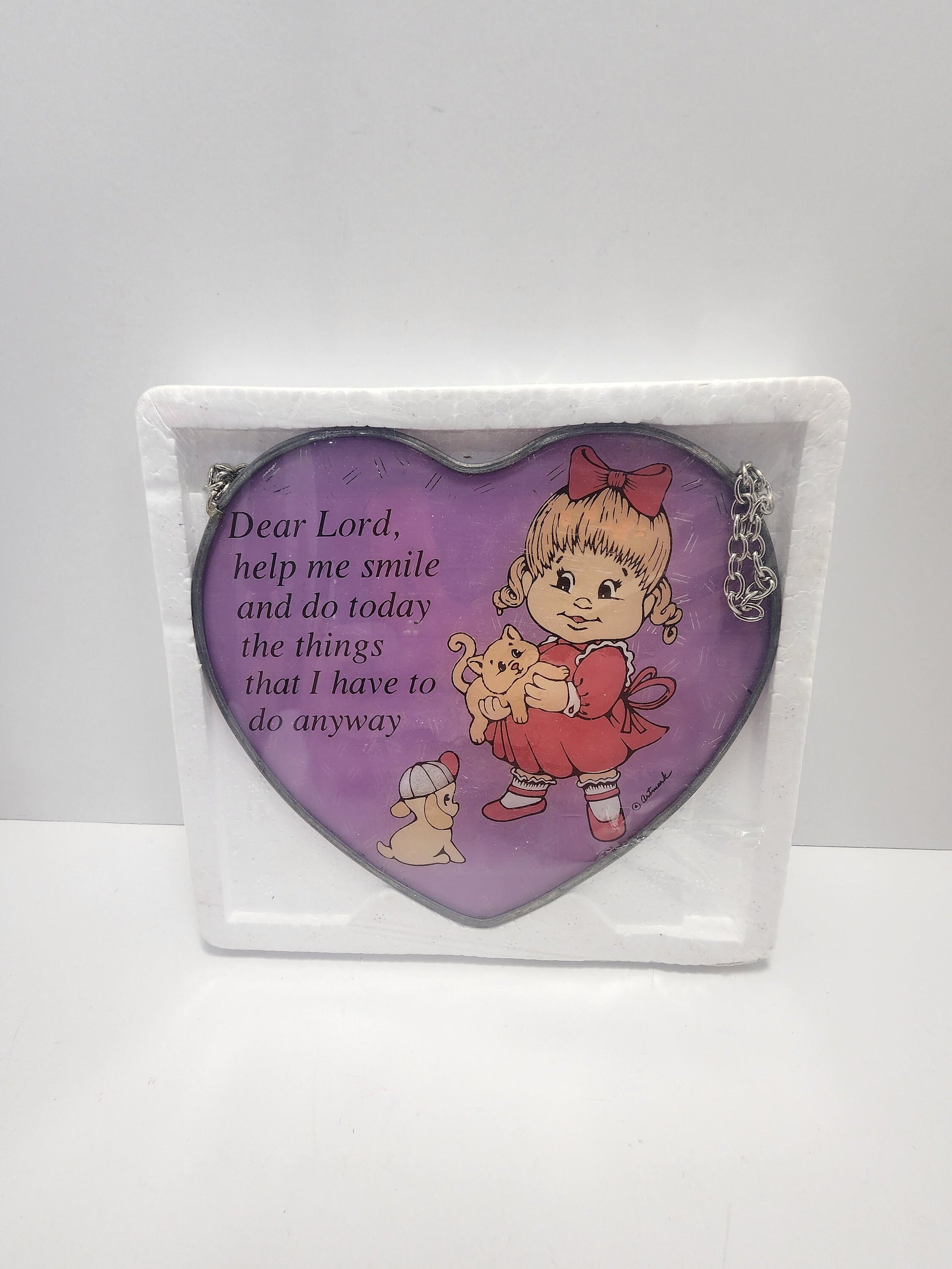 1991 Artwork Chicago Girl Religious Heart Decorative Piece - Religion - Religious Gifts - Hearts