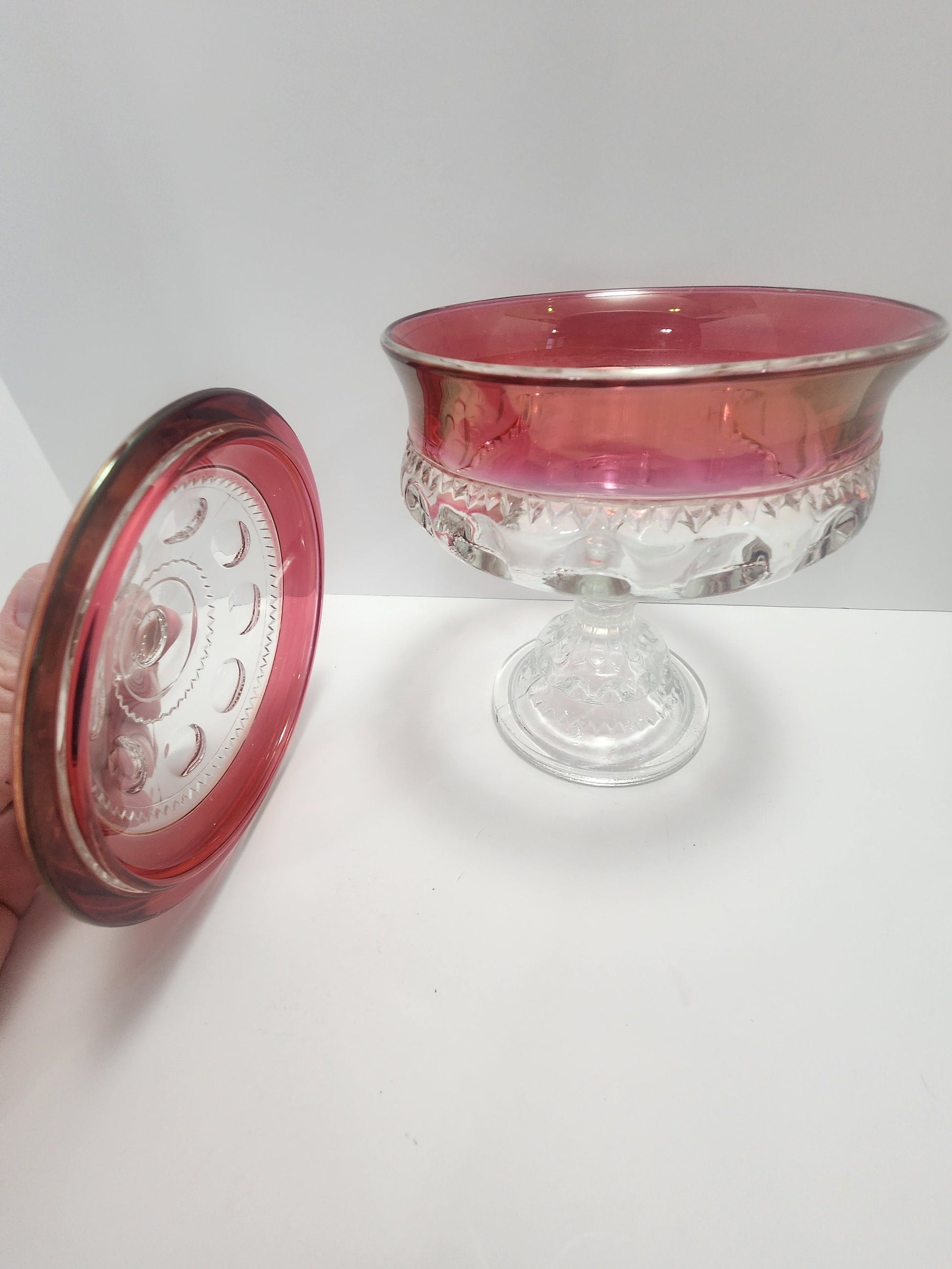 Kings Crown Thunbprint Ruby Red Vintage Glass Candy Dish - Kings Crown - Thumbprint - Glass - Vintage Glass - Candy Dish - Ruby Red