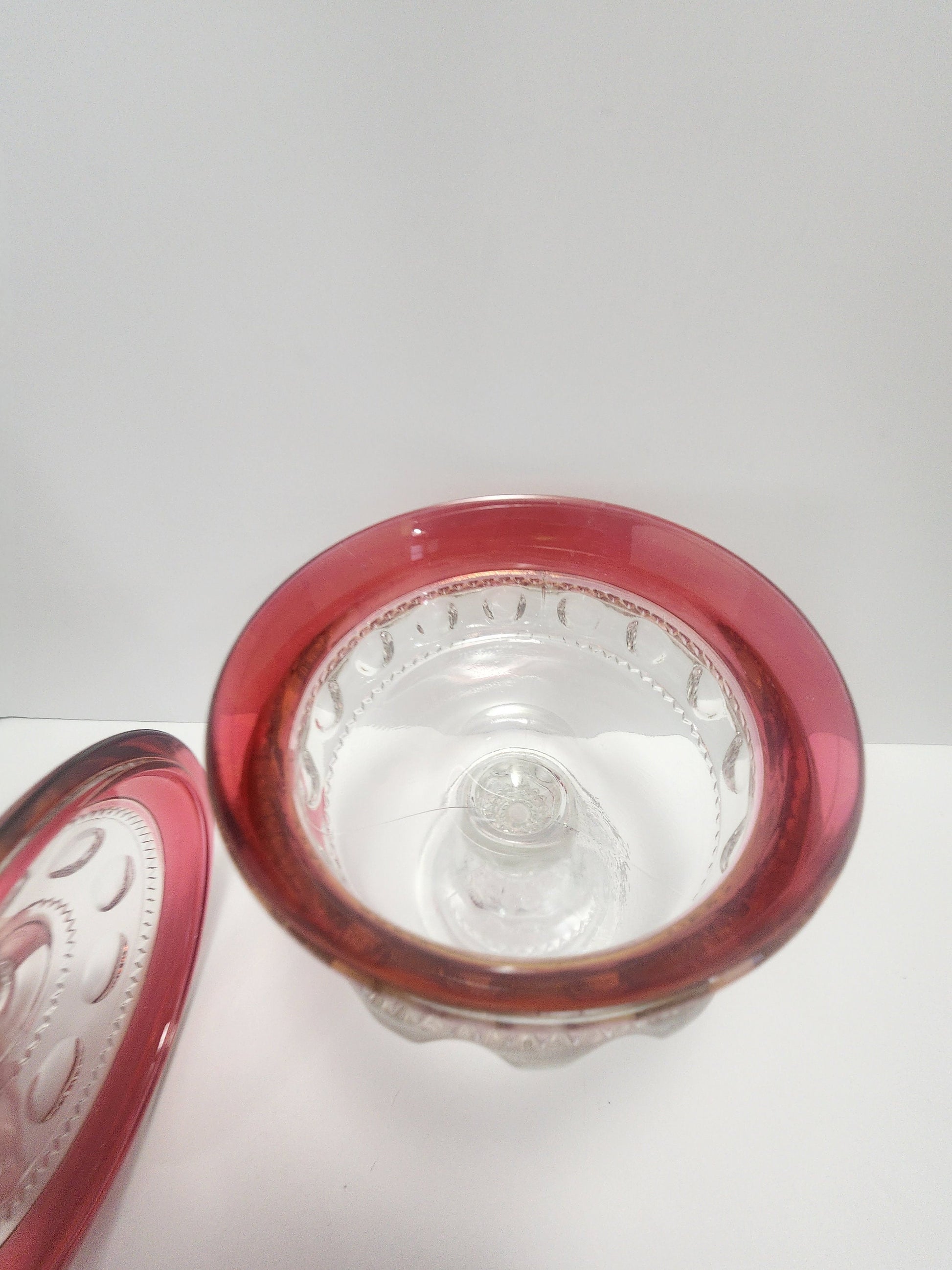 Kings Crown Thunbprint Ruby Red Vintage Glass Candy Dish - Kings Crown - Thumbprint - Glass - Vintage Glass - Candy Dish - Ruby Red
