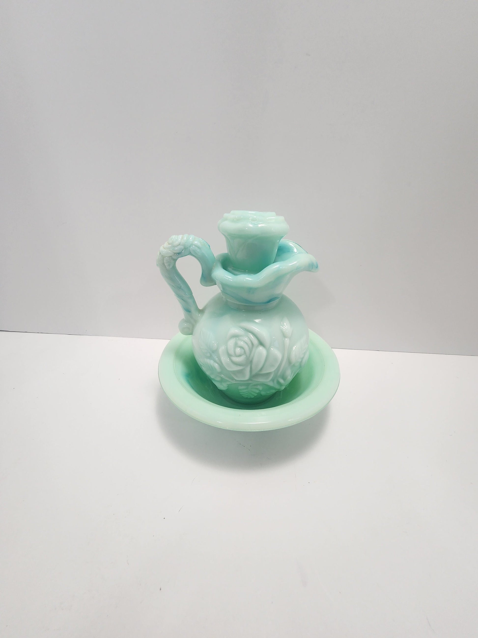 Avon Vintage Bath Oil Jug and Glass Dish Hazel Custard Dish - Vintage Glass - Dish - Avon - Bath Oil - Accent - Jugs - Vintage Glassware!