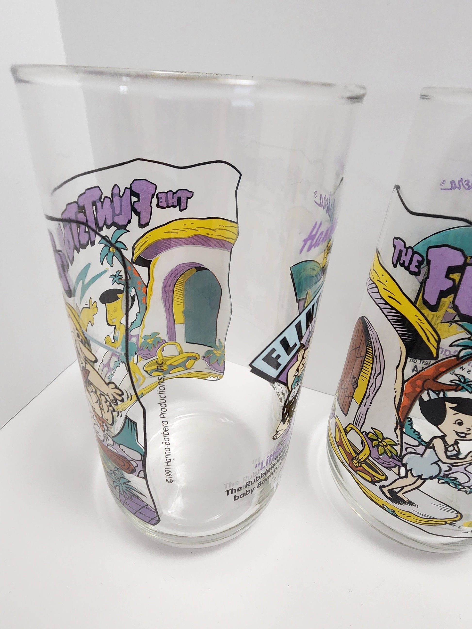 Flintstones 1991 Hardee's Character Glasses The First 30 Years - Hardee's - Hardee's Glasses - Flintstones - Flintstones Glasses