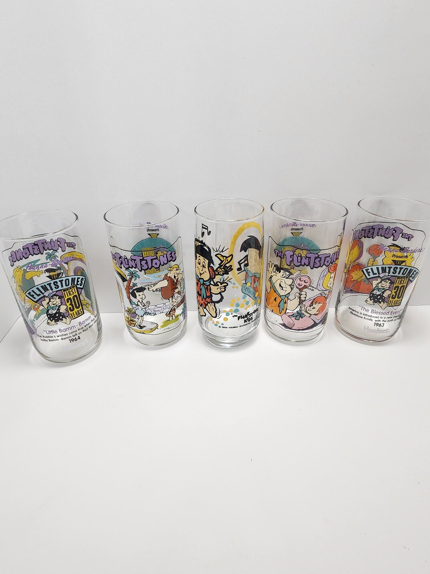 Flintstones 1991 Hardee's Character Glasses The First 30 Years - Hardee's - Hardee's Glasses - Flintstones - Flintstones Glasses