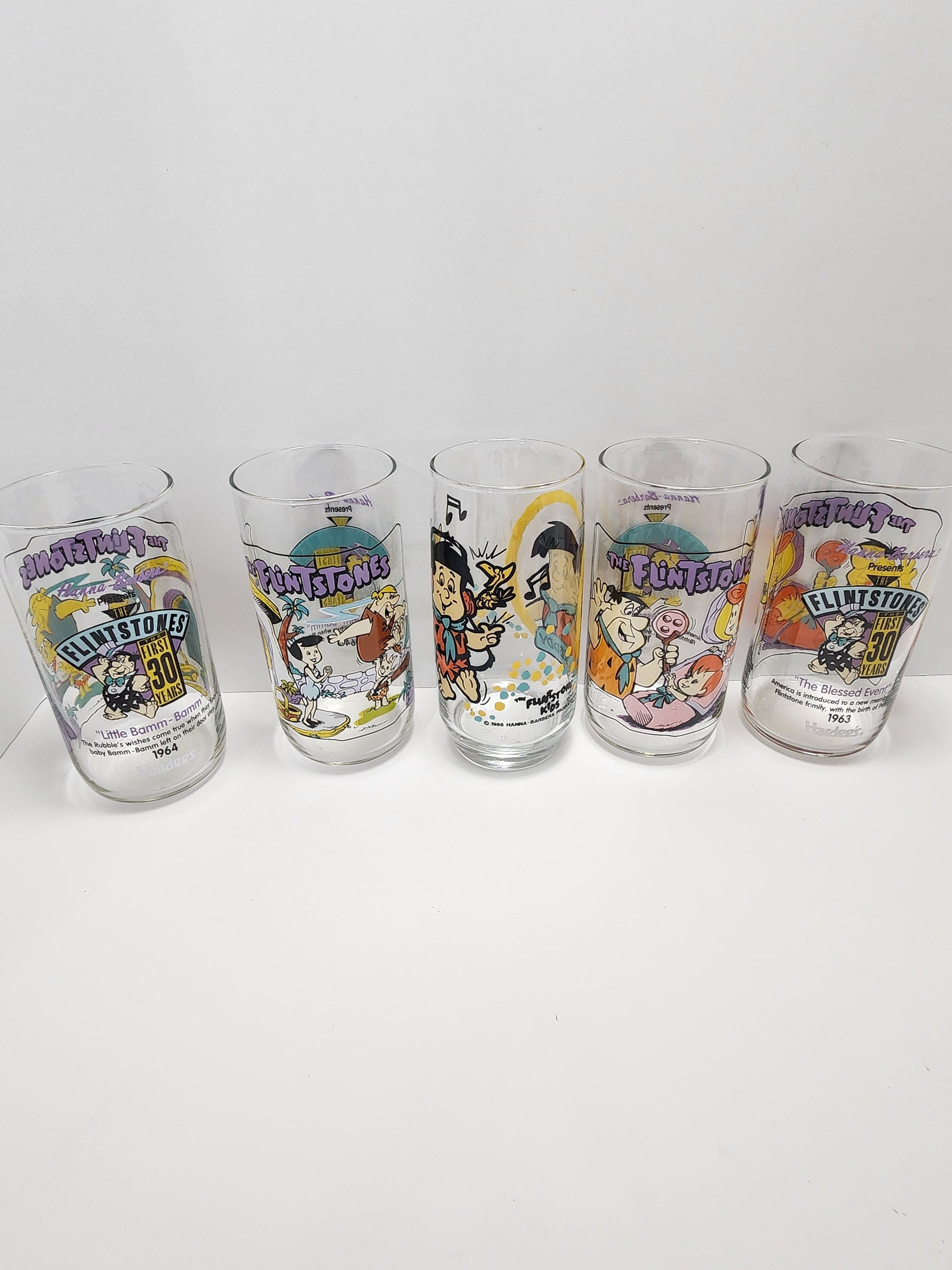 Flintstones 1991 Hardee's Character Glasses The First 30 Years - Hardee's - Hardee's Glasses - Flintstones - Flintstones Glasses