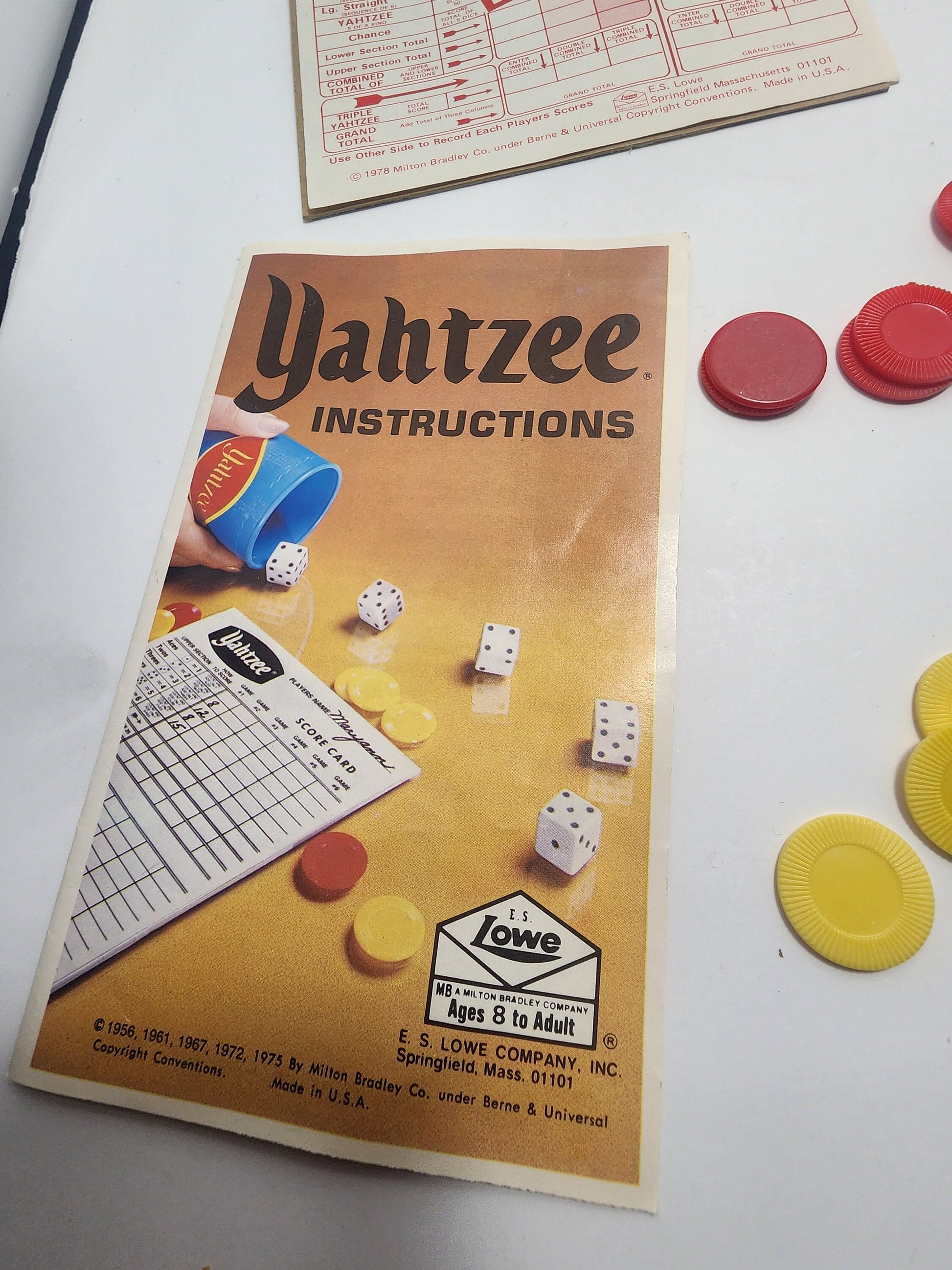 Yahtzee 1978 Vintage Milton Bradley Game - Yahtzee - Family Games - Family Game Night - Vintage Games - Games - Yahtzee