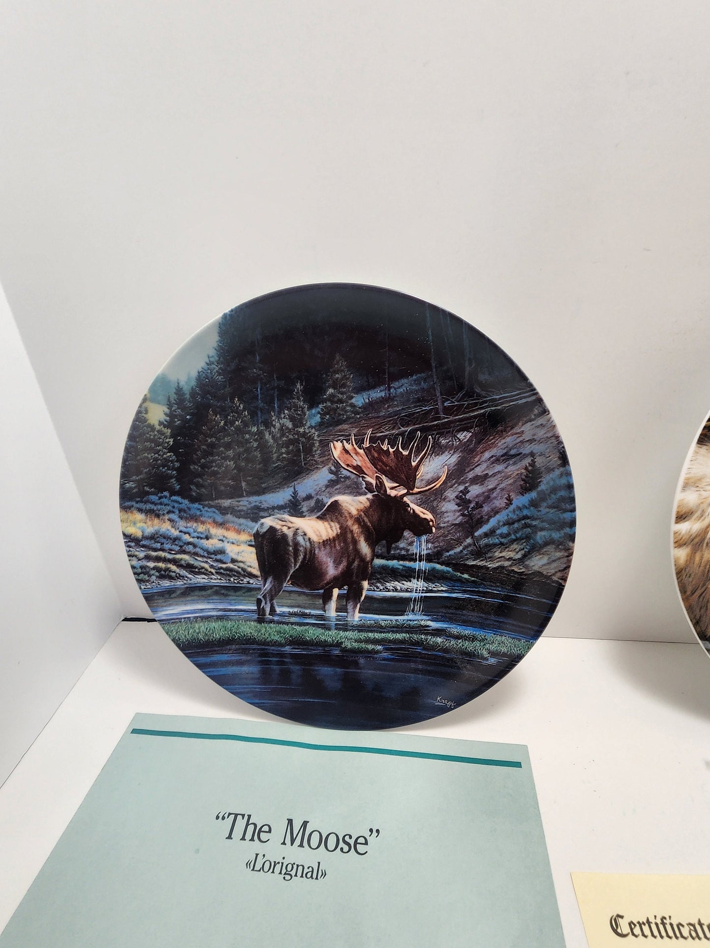 Wildlife Collectors Plates Artic Wolf Family and The Moose - Royal Grafton - Plates - Wildlife Plates - Wolf - Animals - Paul Krapf