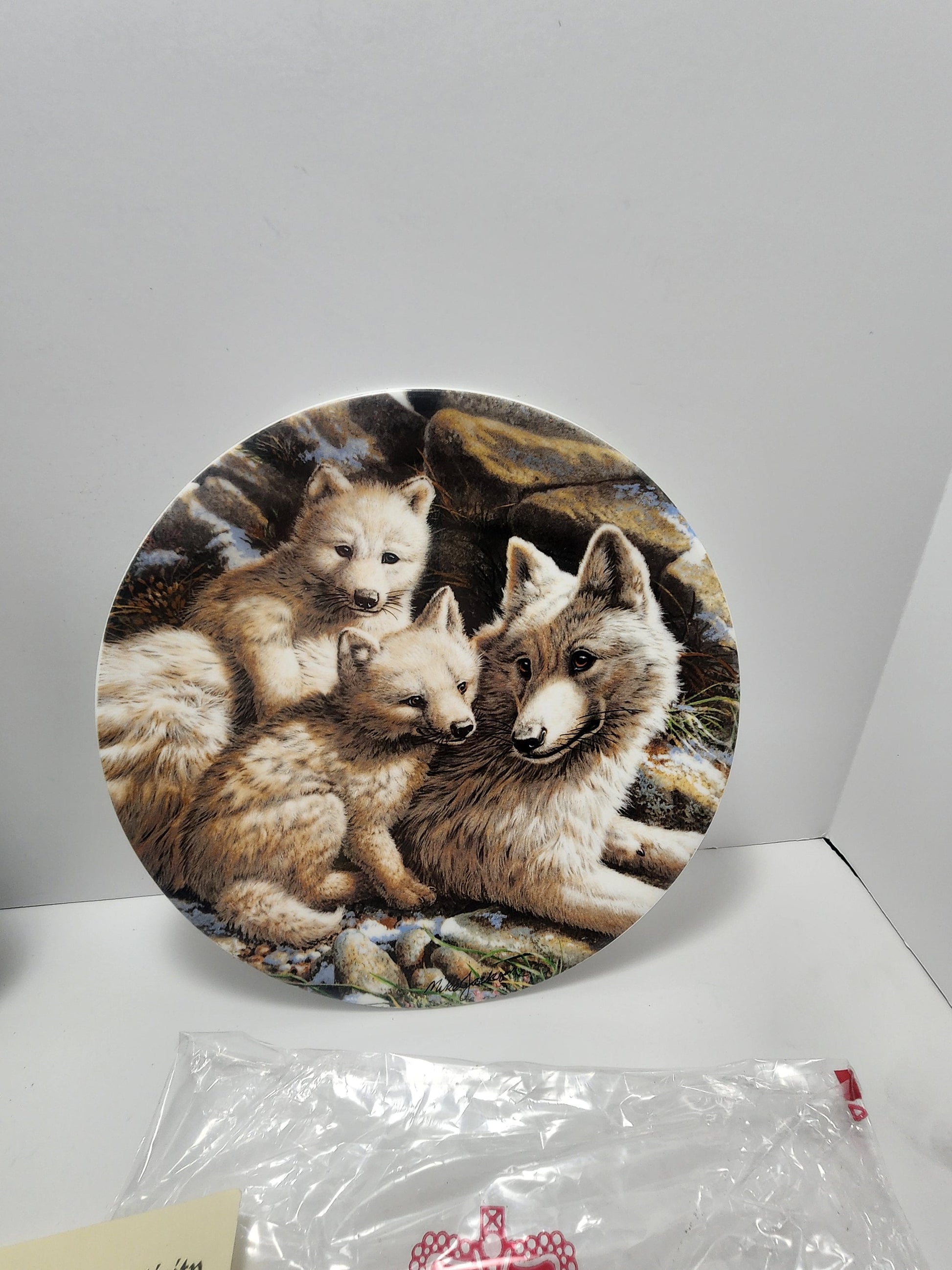 Wildlife Collectors Plates Artic Wolf Family and The Moose - Royal Grafton - Plates - Wildlife Plates - Wolf - Animals - Paul Krapf