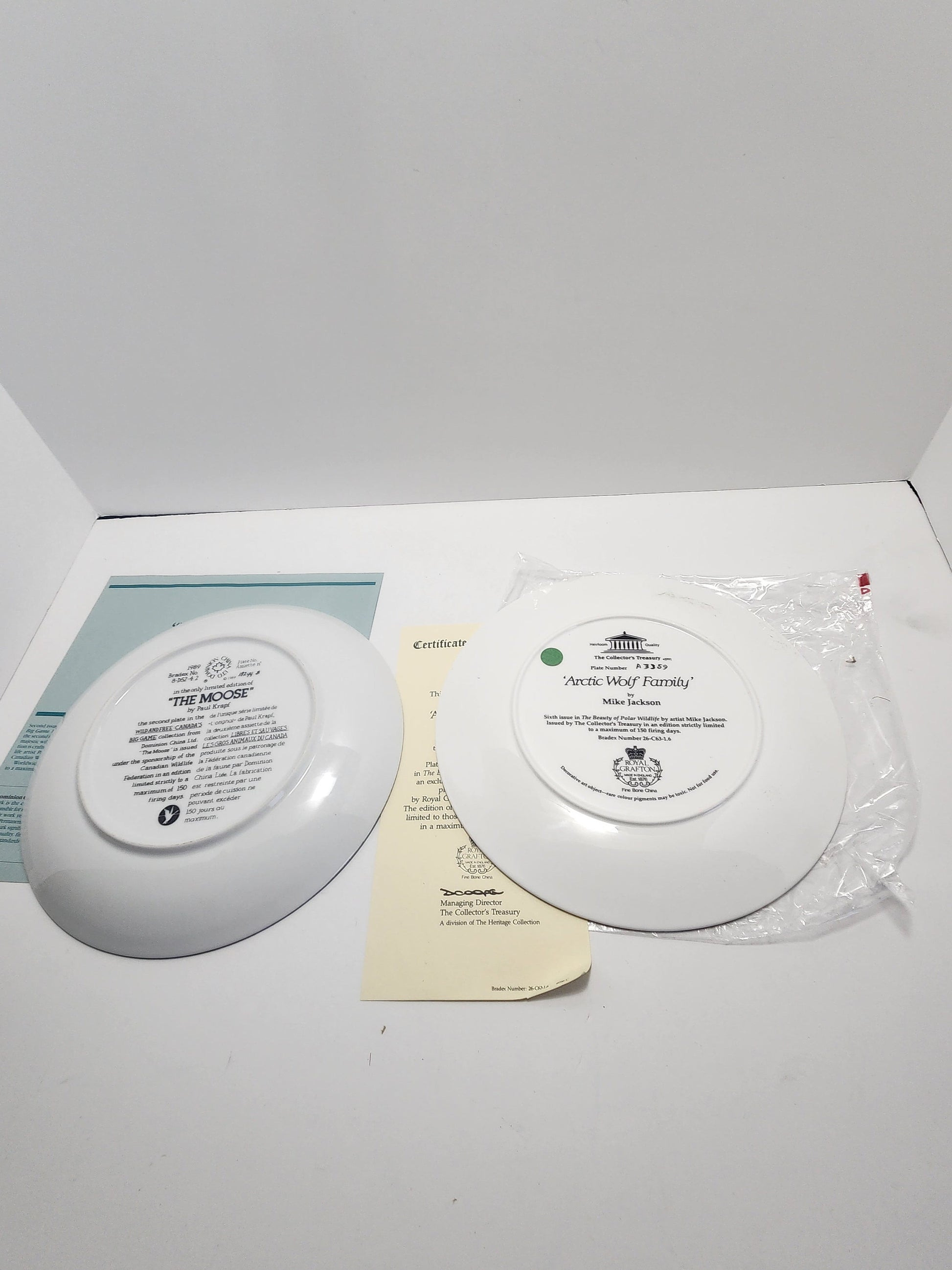 Wildlife Collectors Plates Artic Wolf Family and The Moose - Royal Grafton - Plates - Wildlife Plates - Wolf - Animals - Paul Krapf