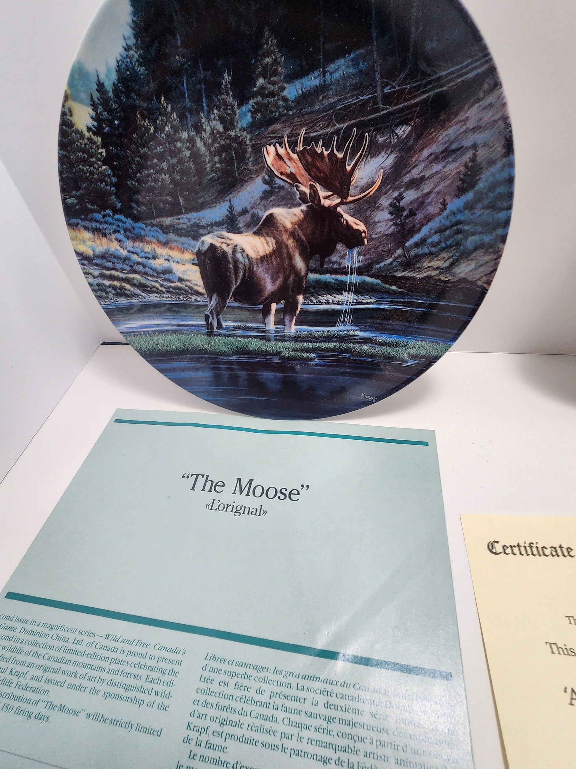 Wildlife Collectors Plates Artic Wolf Family and The Moose - Royal Grafton - Plates - Wildlife Plates - Wolf - Animals - Paul Krapf