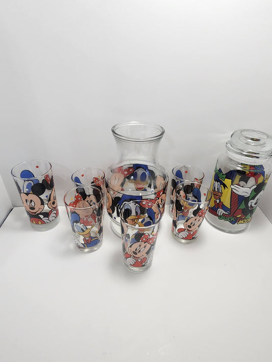 Disney Micky and Minnie Mouse Pitcher Set Of Glasses - Anchor Hocking - Pitcher - Drinkware - Disney - Glasses - Pitcher - Jars