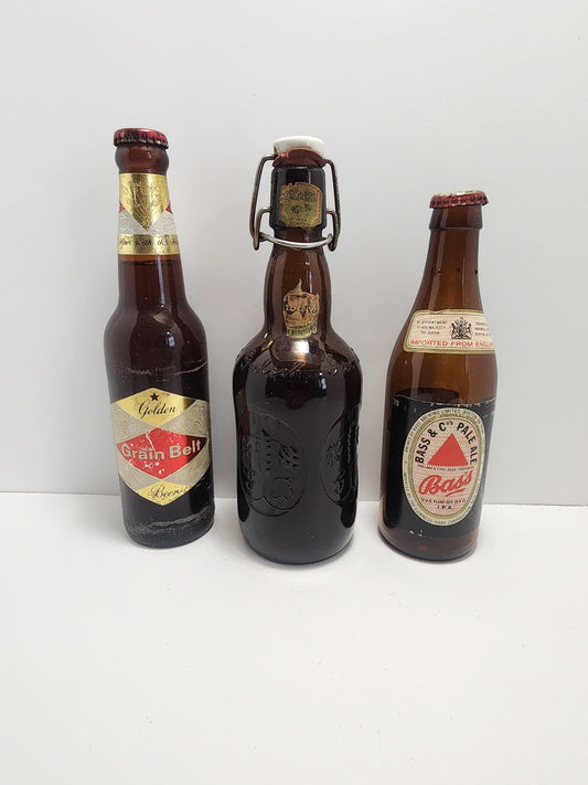 Vintage Beer Bottles - Grain Belt Beer - Grolsch Amber Beer Bottle - Beer Bass Pale Ale - Beer Bottles - Pale Ale - Ale - Vintage Beer