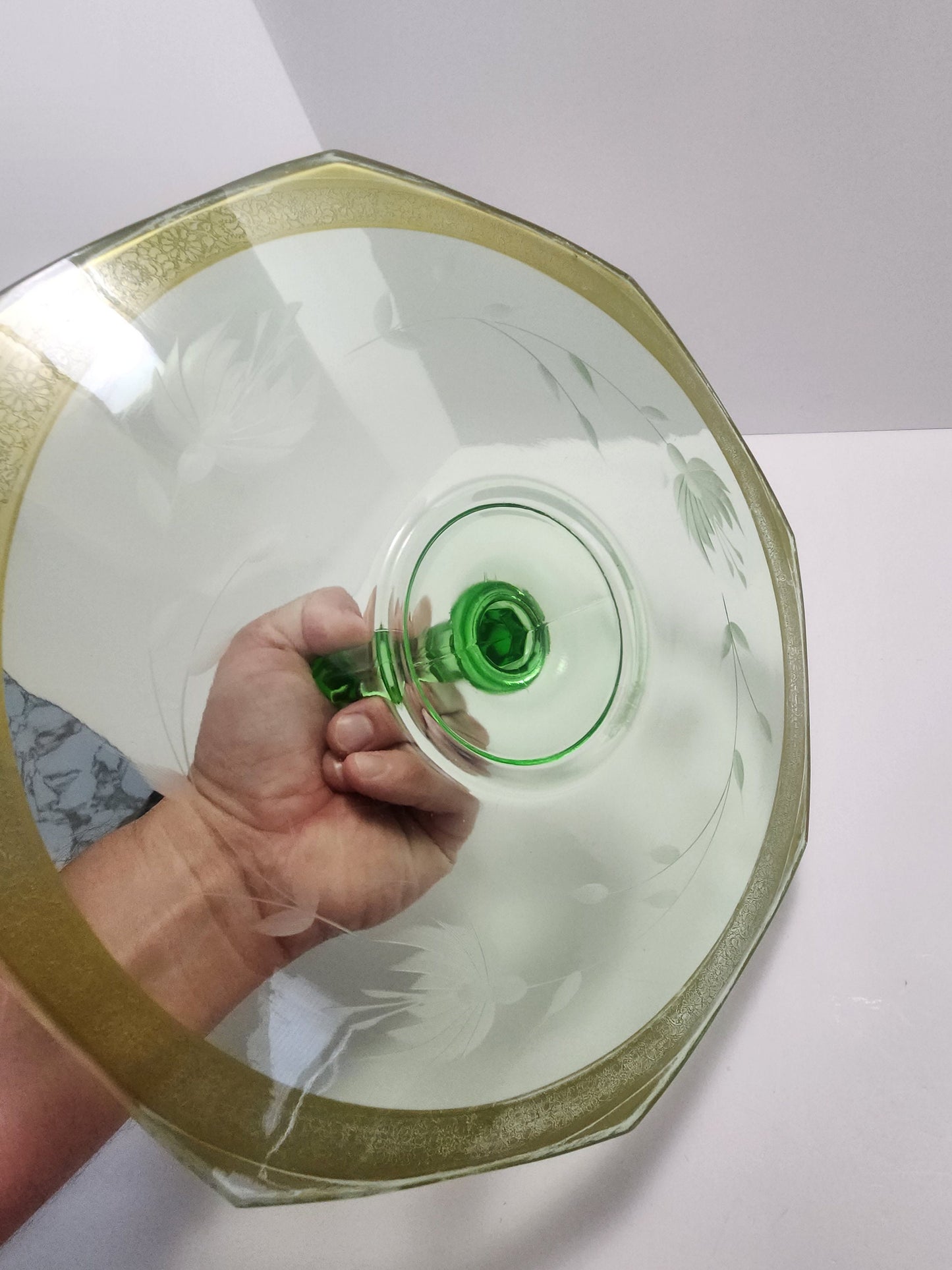 Depression Glass Octagon Shaped Serving Tray - Glass - Serving Tray - Serving Glass - Uranium Glass - Depression Glass