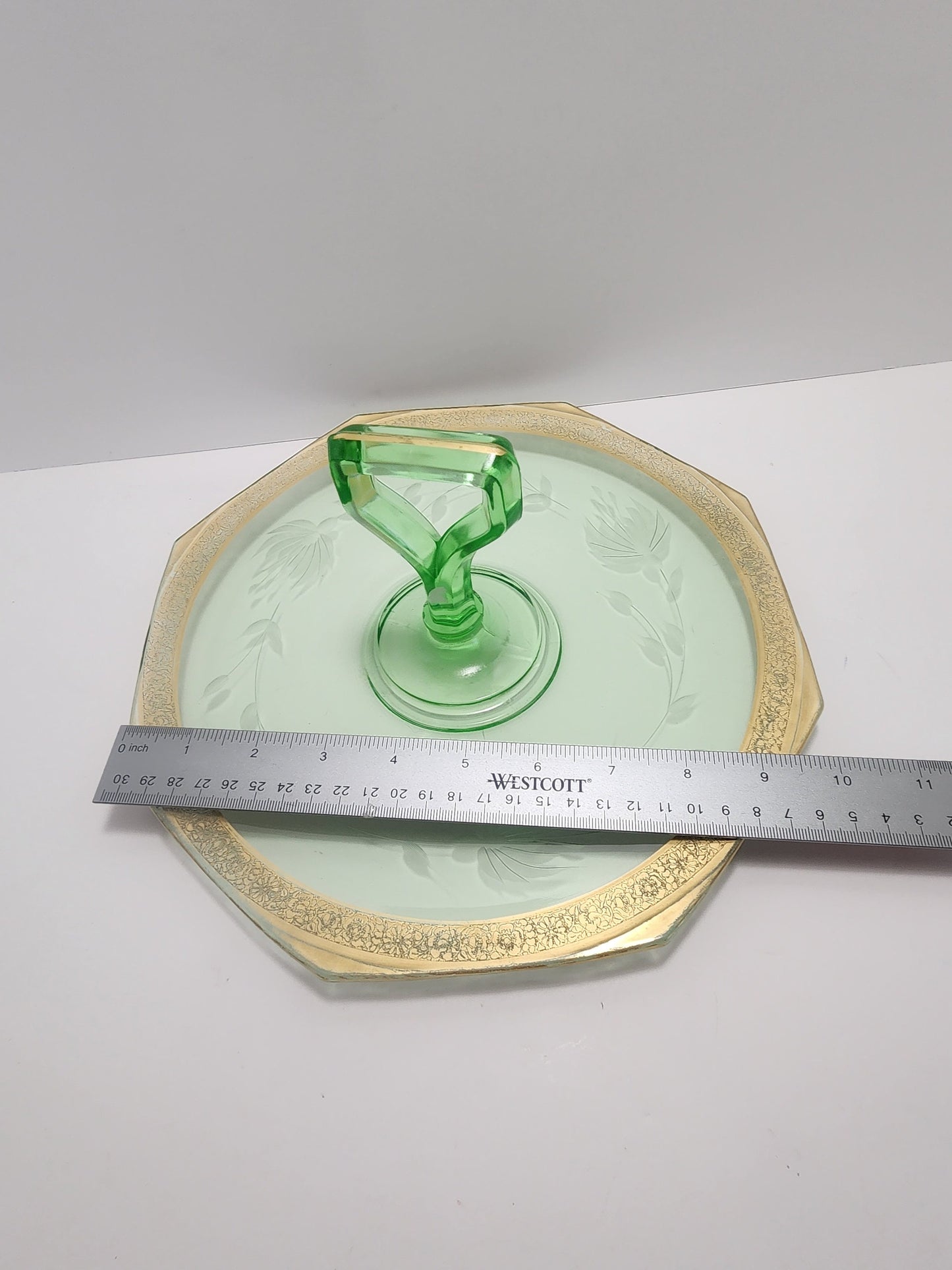 Depression Glass Octagon Shaped Serving Tray - Glass - Serving Tray - Serving Glass - Uranium Glass - Depression Glass