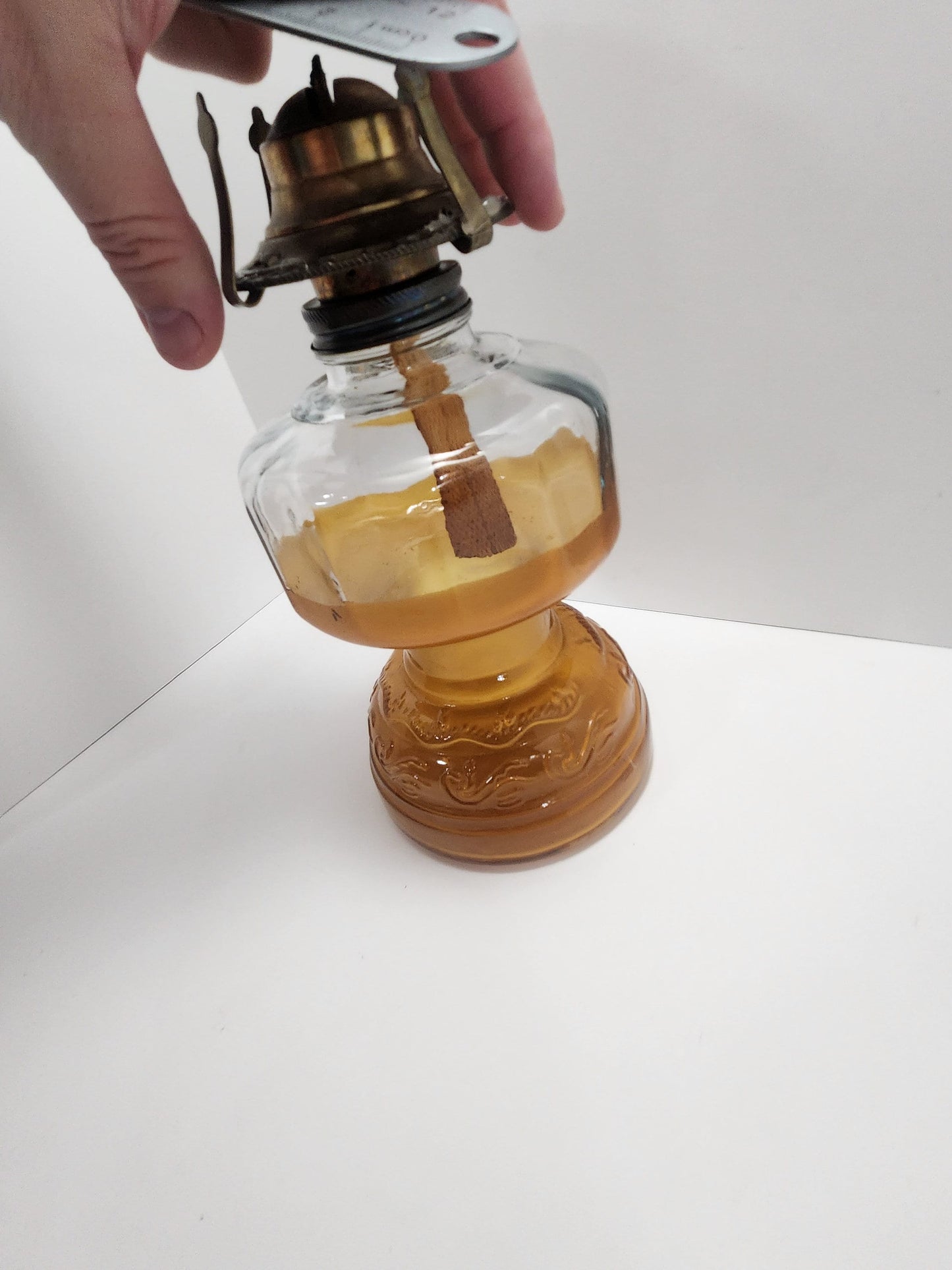 Oil Lamp 1970s Keresene Homestead Lamps Hurricane Amber Glass - Oil Lamps - Homestead - Amber Glass - Hurricane Glass