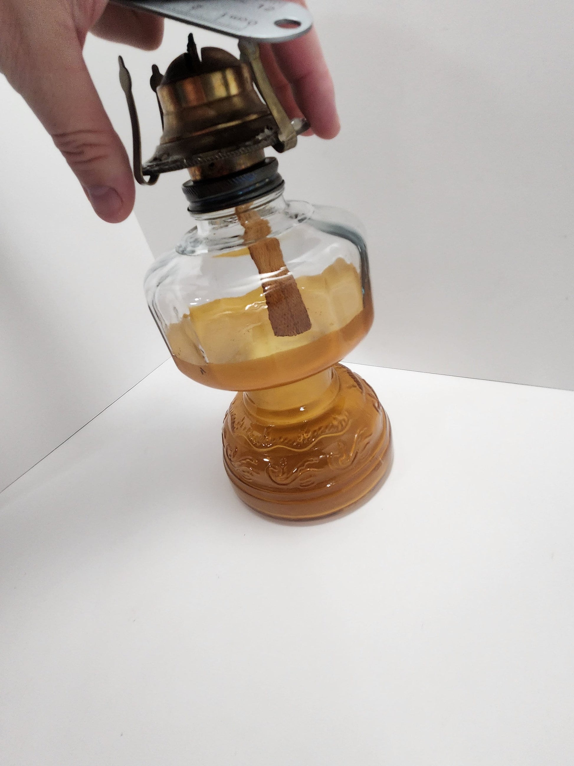 Oil Lamp 1970s Keresene Homestead Lamps Hurricane Amber Glass - Oil Lamps - Homestead - Amber Glass - Hurricane Glass