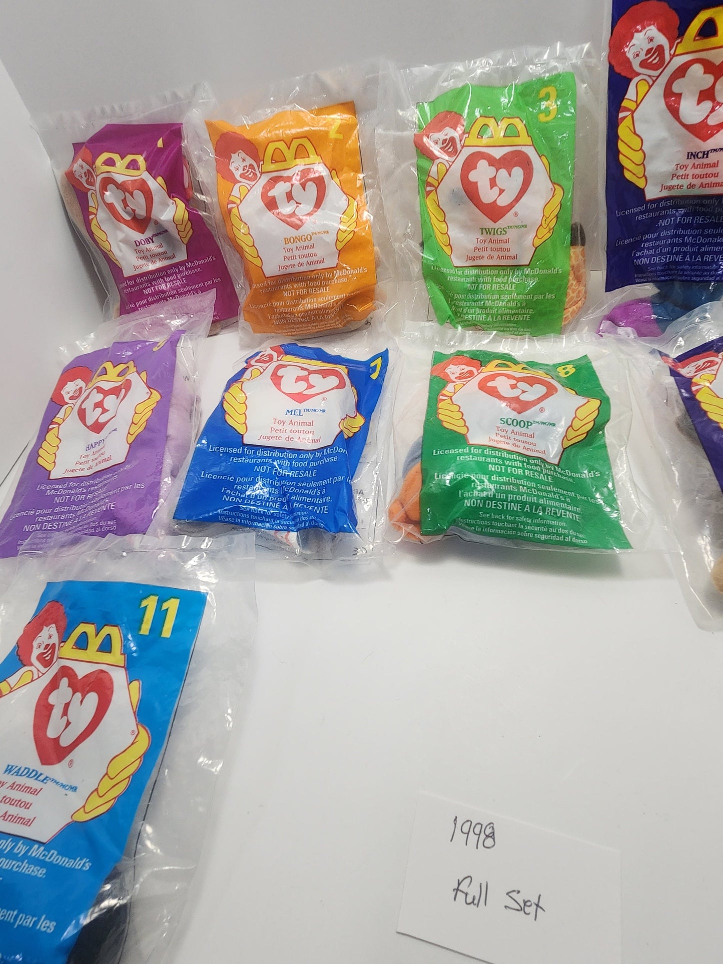 Beanie Babies 1998 McDonald's Toys Full Set of 12 - McDonald's- McDonald's Toys - Plush - Beanie Babies - Happy Meal Toys