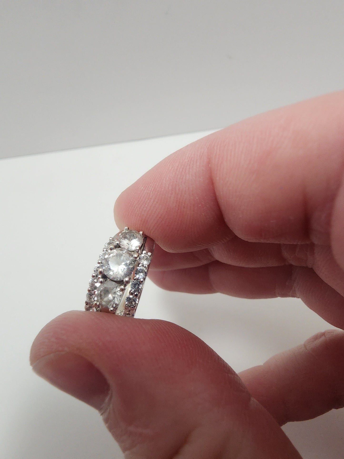 Zales 5.0mm White Sapphire Bridal Set 10k White Gold - Size 7 - Wedding Ring Engagement Ring - Wedding Ring - Engagement Ring - Gift For Her