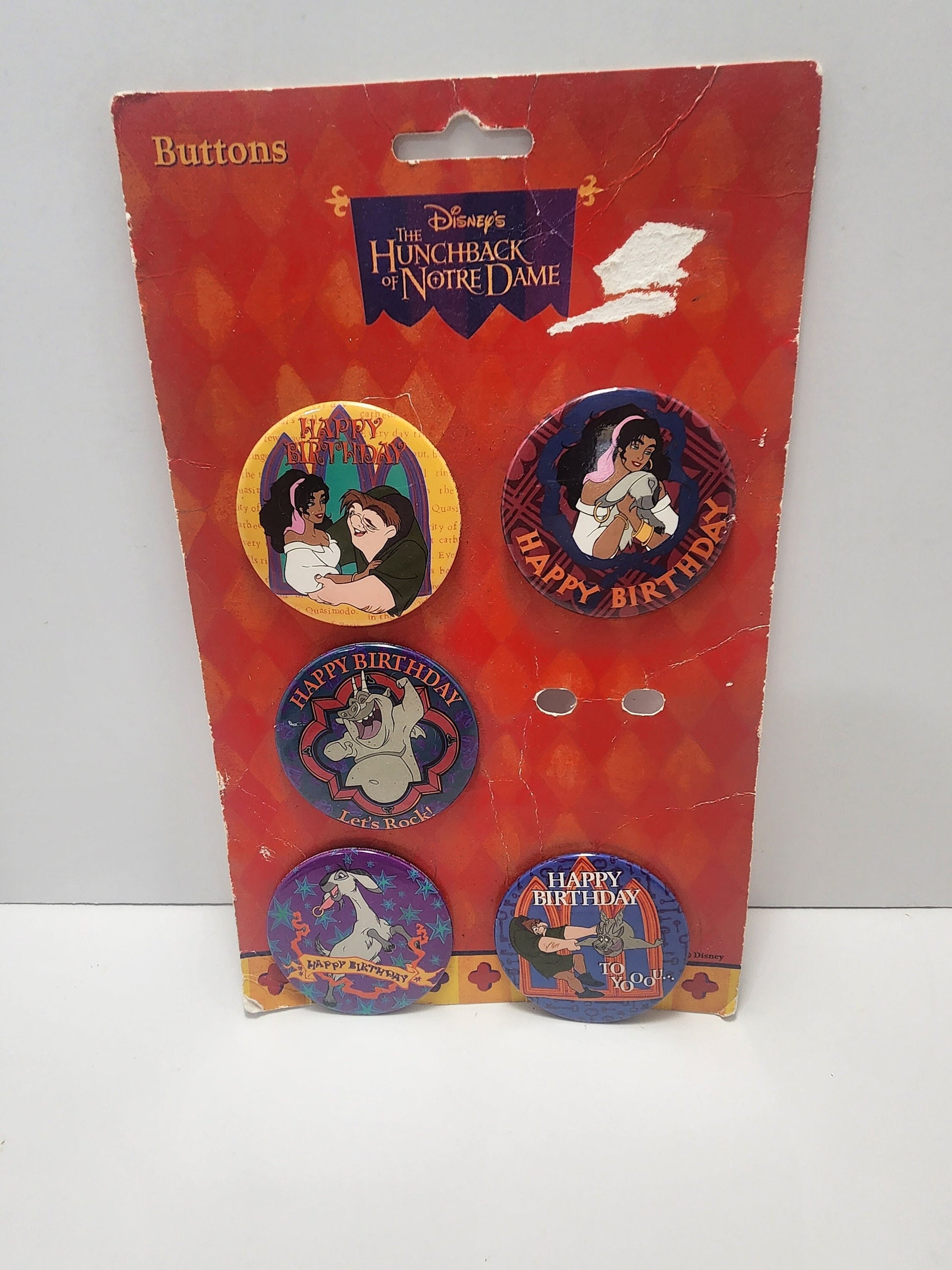 Disney The Hunchback Of Notre Dame Button Pins Incomplete Rare Set - Happy Birthday - Birthday Buttons - Hunchback Of Notre Dame -Disney Pin