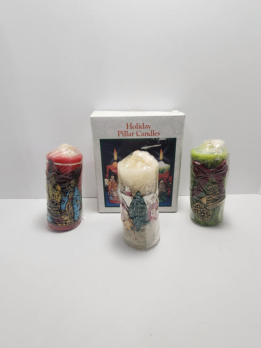 Christmas Rare Vintage Pillar 3D Candles - Christmas - Candles - Christmas Candles - 3D Candles - Vintage Christmas