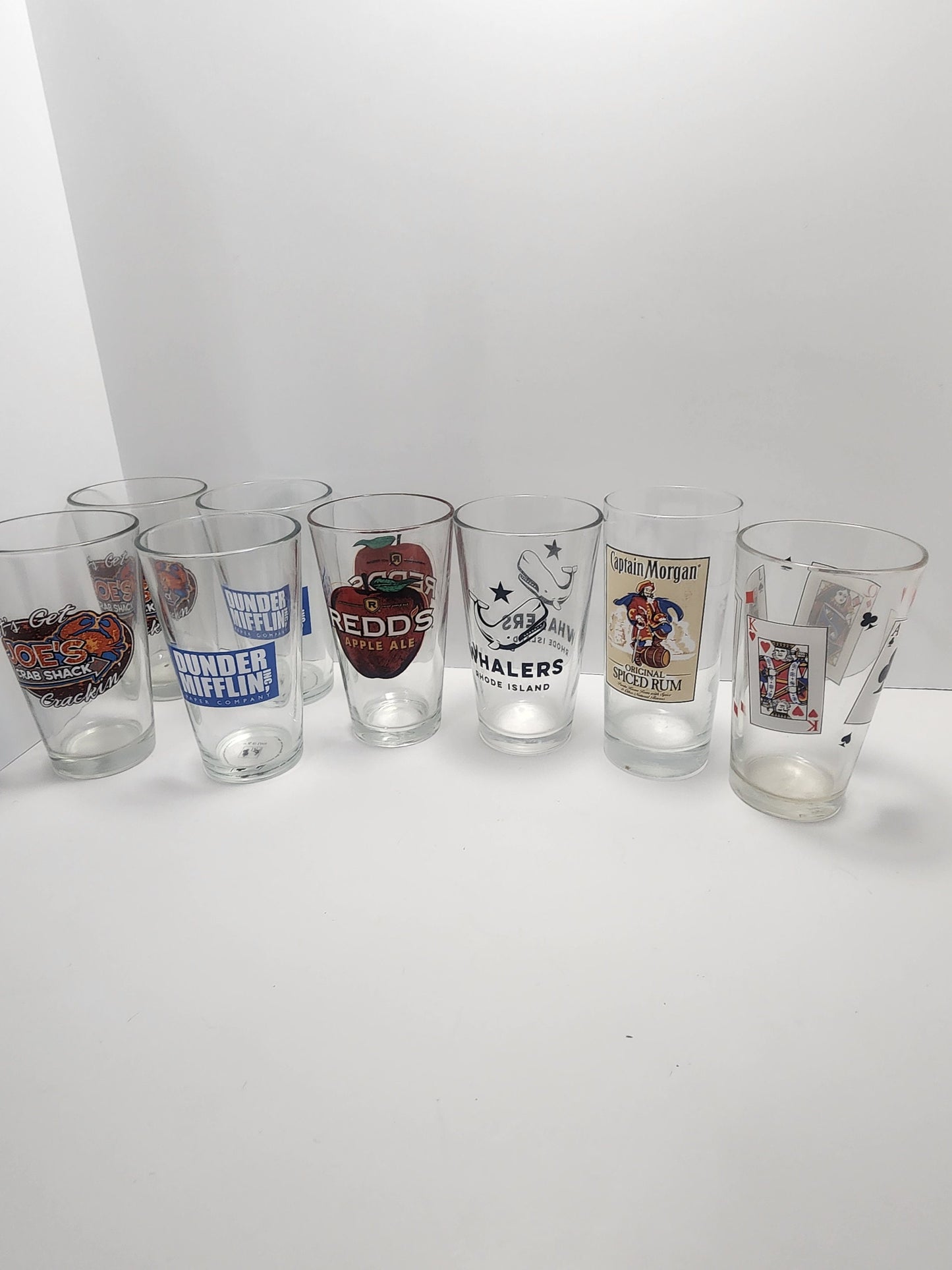 Drinking Glasses - Captain Morgan - The Office - Rhode Island - Reds - Drinking Glasses - Vintage Glasses - Barware - Bar Glasses
