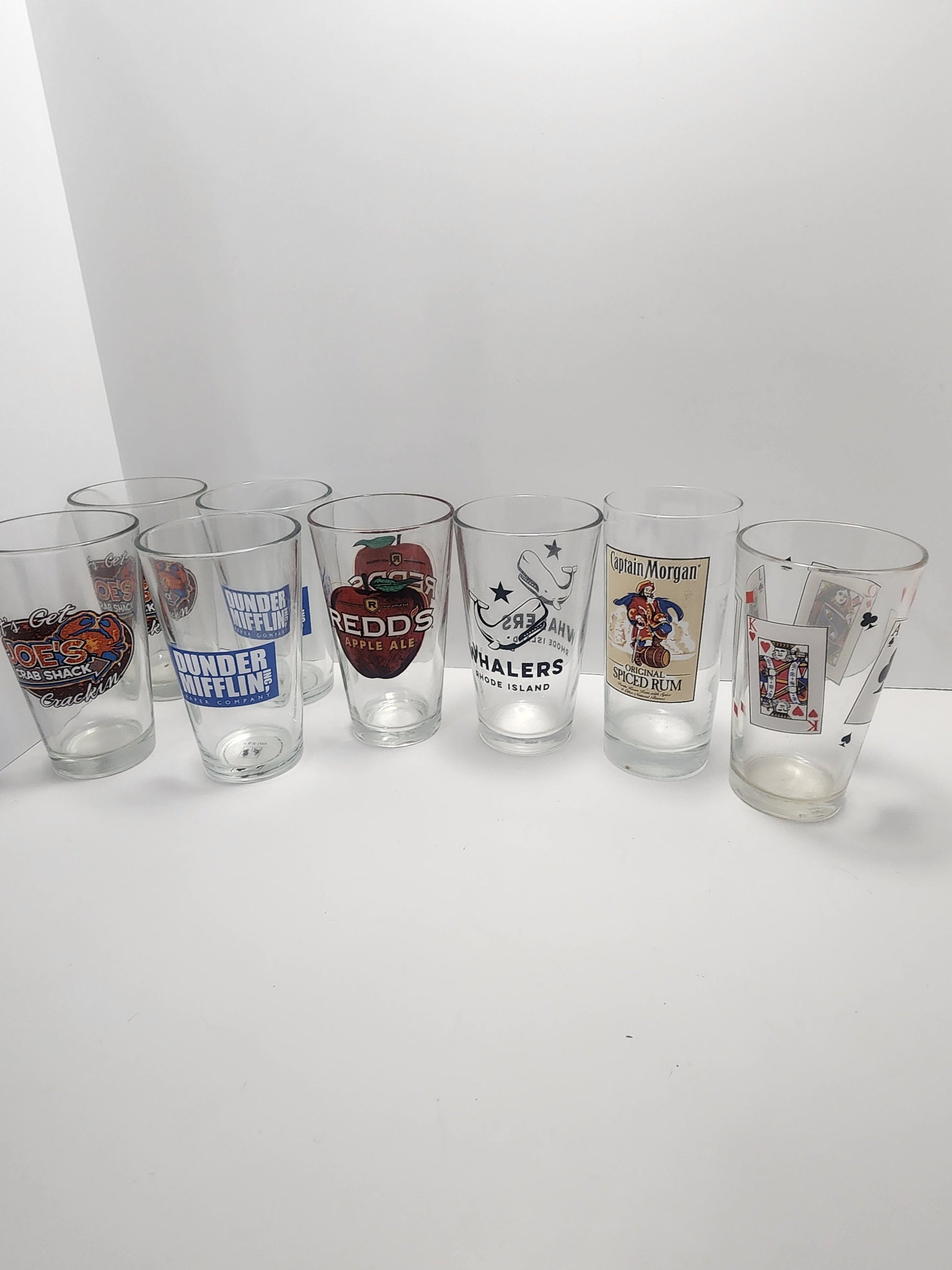 Drinking Glasses - Captain Morgan - The Office - Rhode Island - Reds - Drinking Glasses - Vintage Glasses - Barware - Bar Glasses