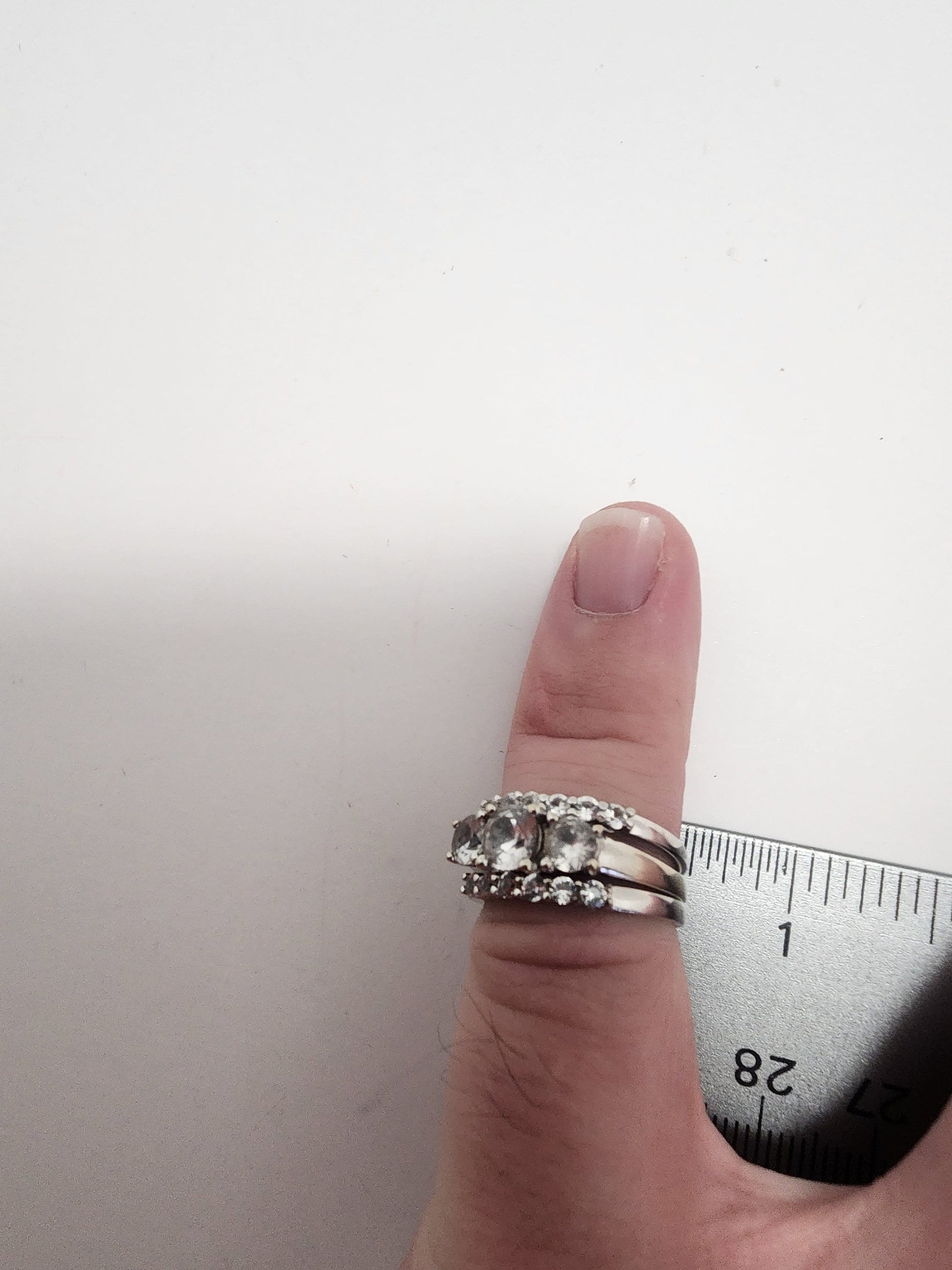 Zales 5.0mm White Sapphire Bridal Set 10k White Gold - Size 7 - Wedding Ring Engagement Ring - Wedding Ring - Engagement Ring - Gift For Her