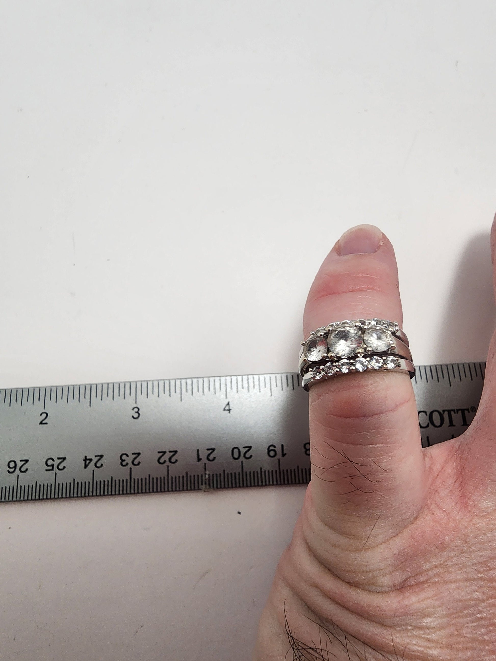 Zales 5.0mm White Sapphire Bridal Set 10k White Gold - Size 7 - Wedding Ring Engagement Ring - Wedding Ring - Engagement Ring - Gift For Her