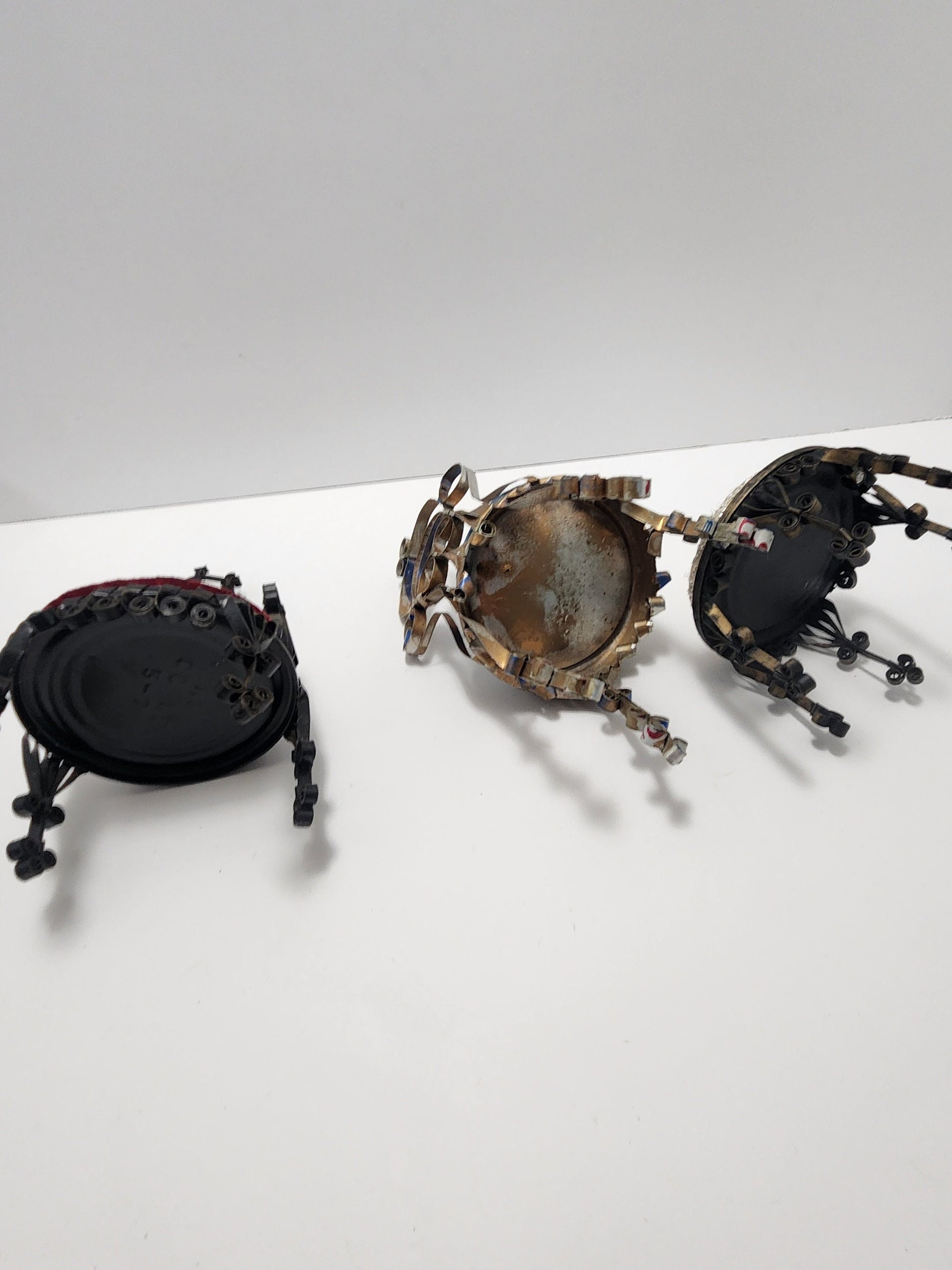 Vintage Metal Quilled Minature Dollhouse Furniture Made With Tin Can Folk Art- Tin Can - Minature Doll - Doll Furniture - Quilled Furniture