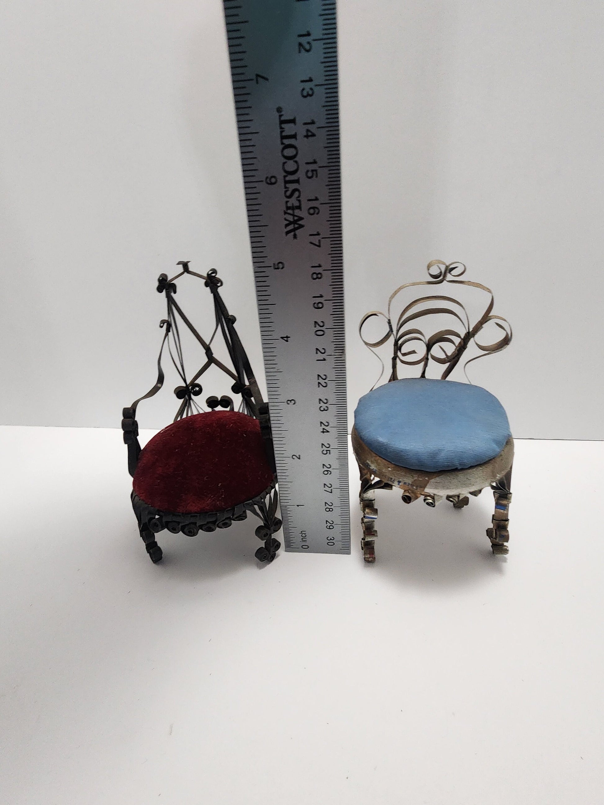 Vintage Metal Quilled Minature Dollhouse Furniture Made With Tin Can Folk Art- Tin Can - Minature Doll - Doll Furniture - Quilled Furniture