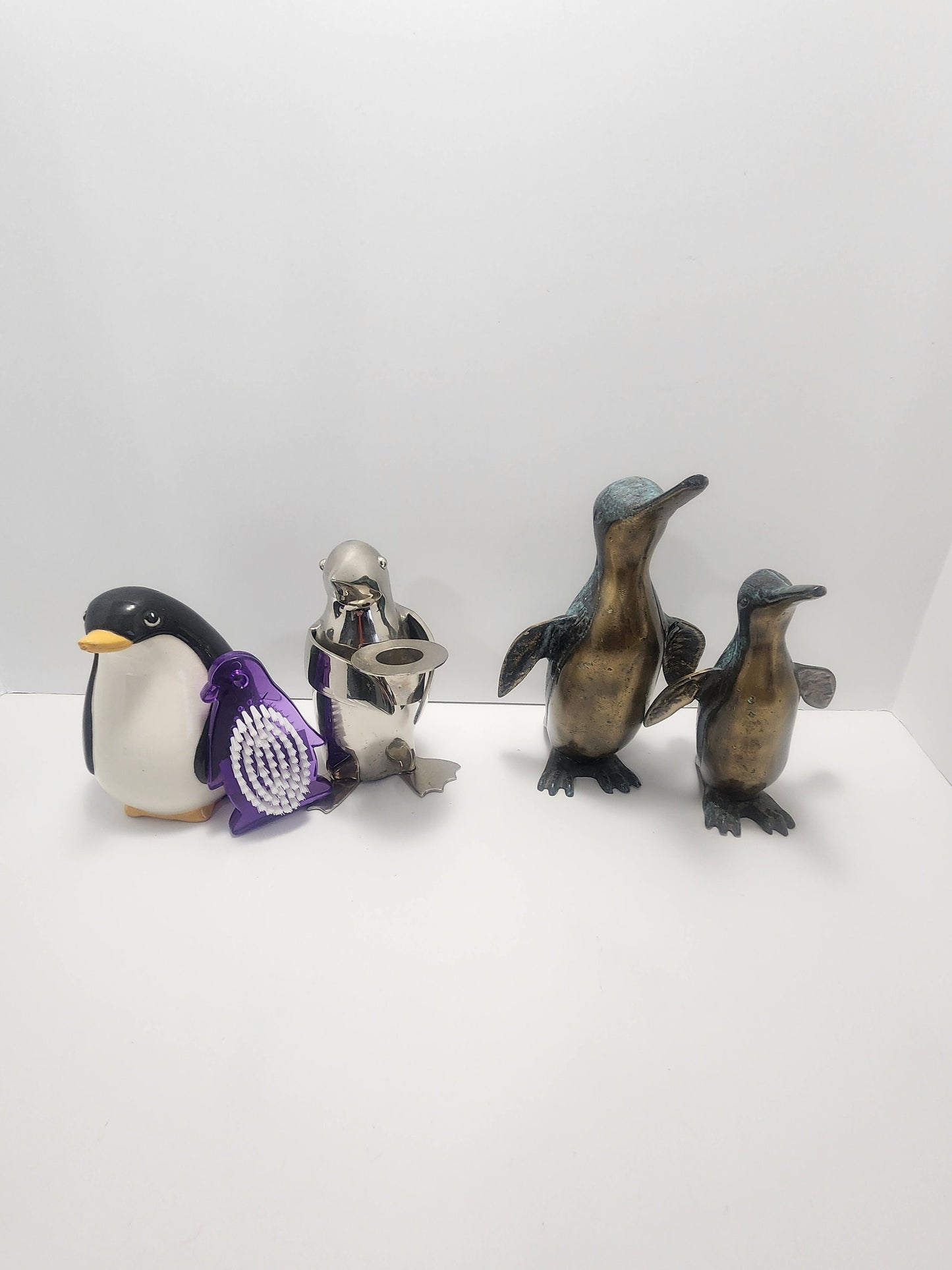 Vintage Penguin Figurines - Brass Figurines - Silver Plated Figurines - Animal Decor - Animals - Animal Sculptures - Penguins