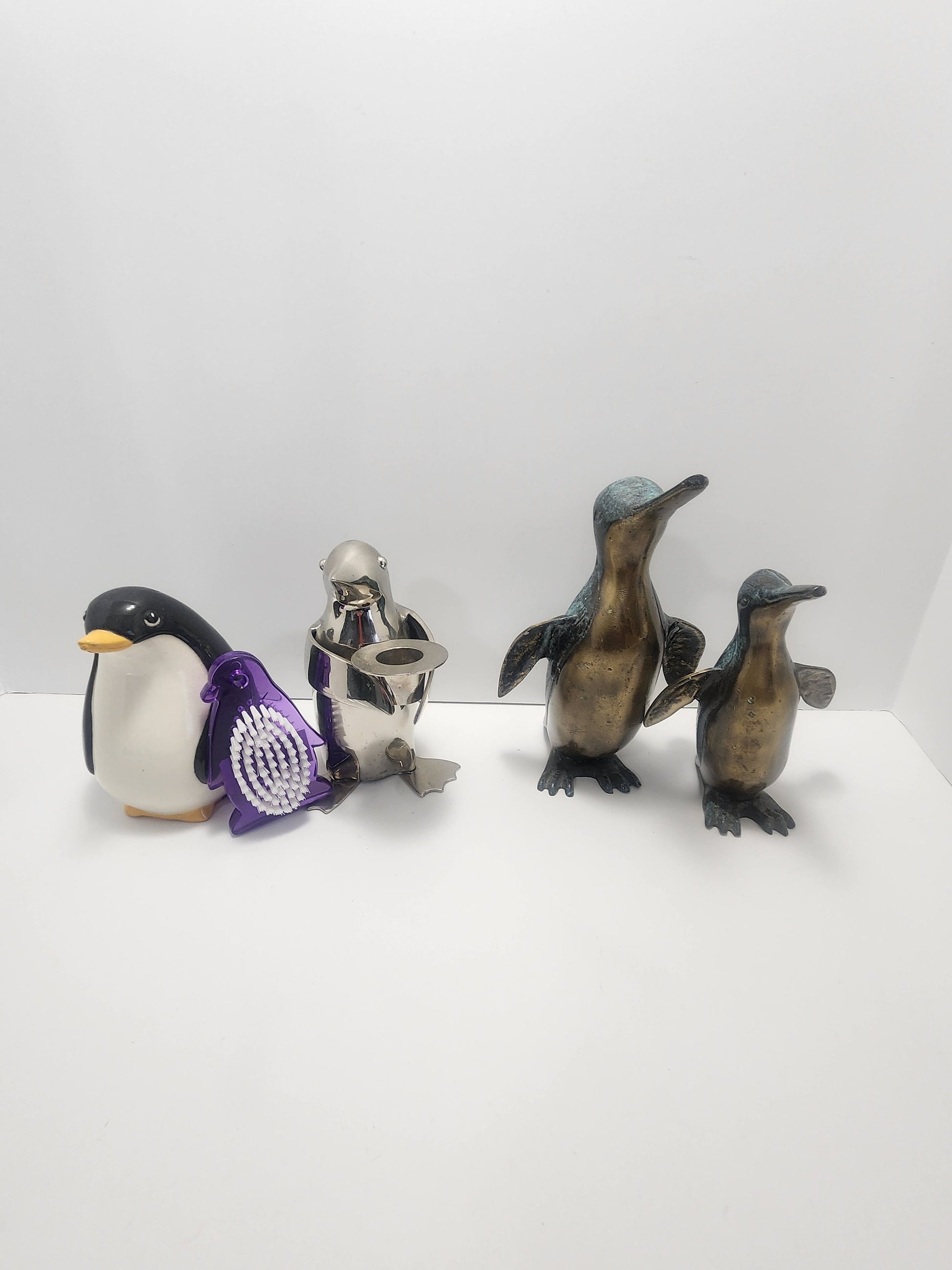 Vintage Penguin Figurines - Brass Figurines - Silver Plated Figurines - Animal Decor - Animals - Animal Sculptures - Penguins