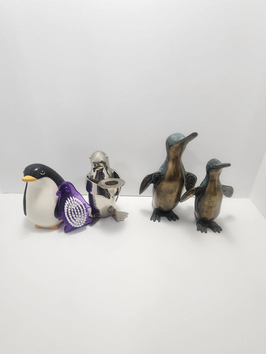 Vintage Penguin Figurines - Brass Figurines - Silver Plated Figurines - Animal Decor - Animals - Animal Sculptures - Penguins
