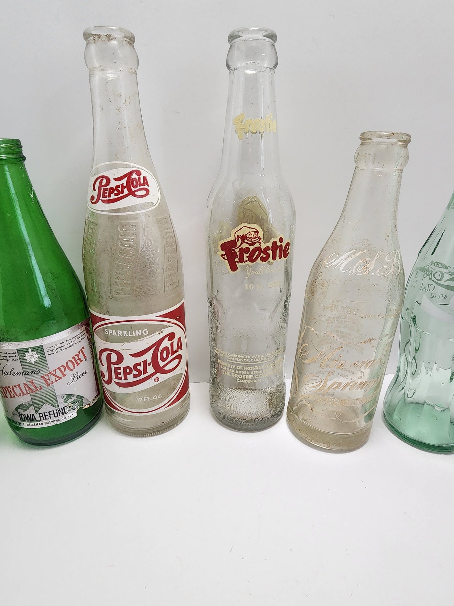 Glass Bottles Vintage 1950s to 1980s - Pepsi Cola - Cola Glasses - Vintage Glass - Longneck Bottles - Glass Bottles - Beer Bottles