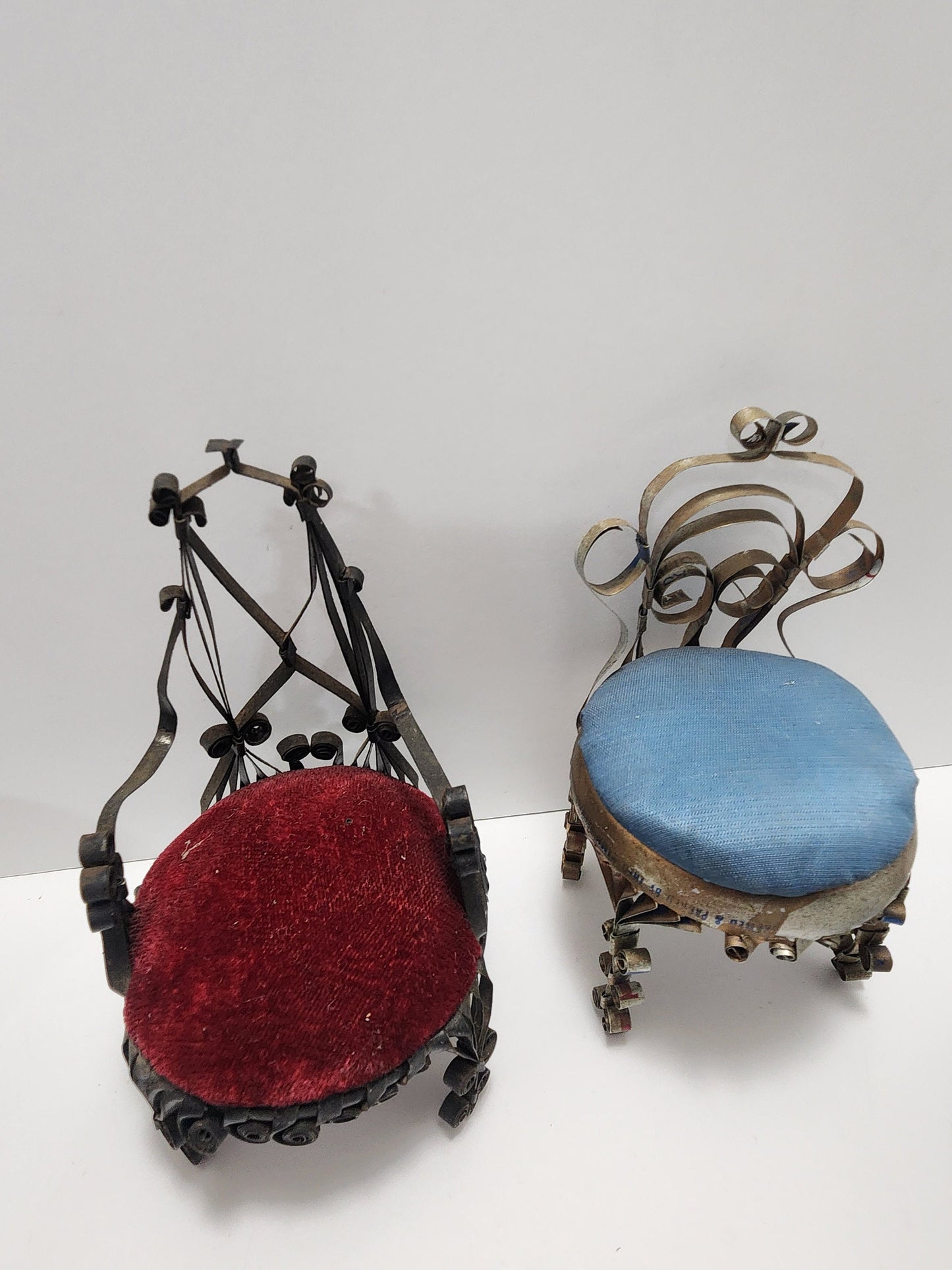 Vintage Metal Quilled Minature Dollhouse Furniture Made With Tin Can Folk Art- Tin Can - Minature Doll - Doll Furniture - Quilled Furniture