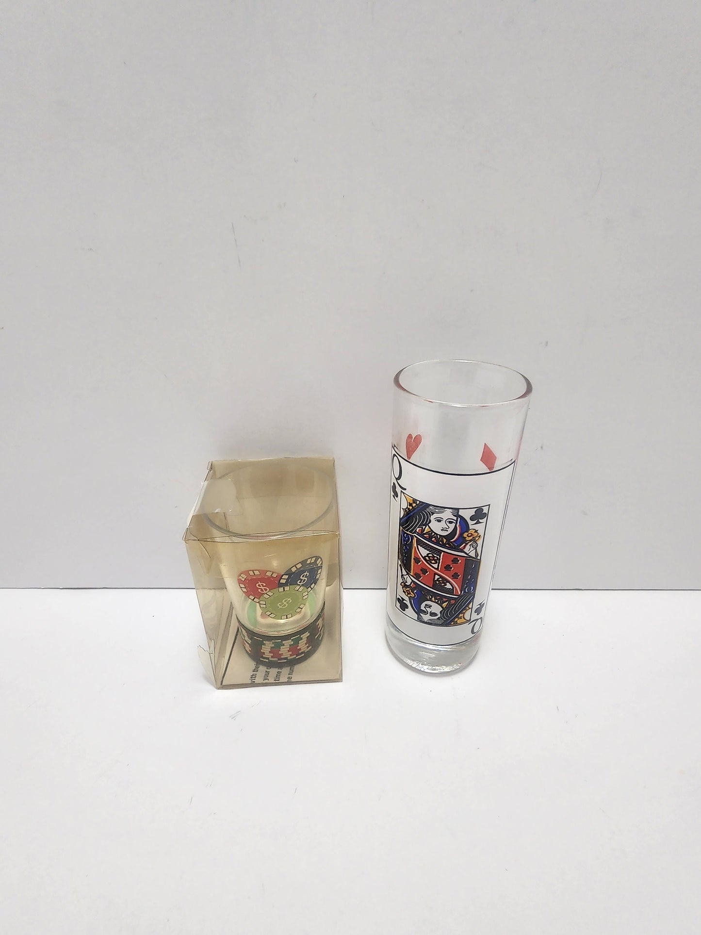Casino Shot Glasses - Poker Chips - Poker Chip Shot Glass - Queen Of Clubs Shot Glass