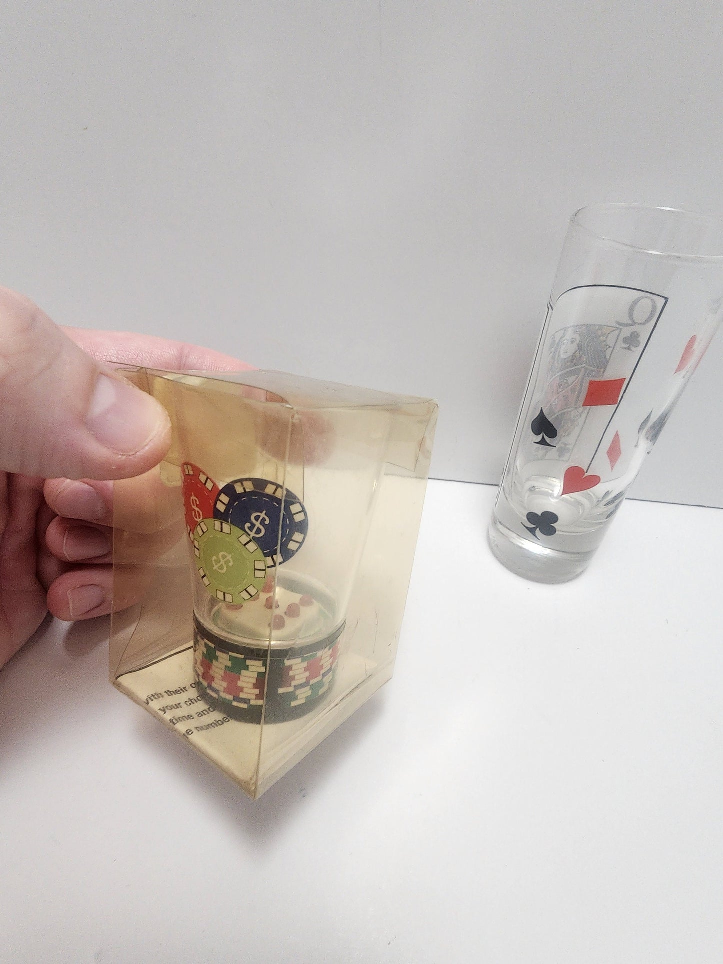 Casino Shot Glasses - Poker Chips - Poker Chip Shot Glass - Queen Of Clubs Shot Glass