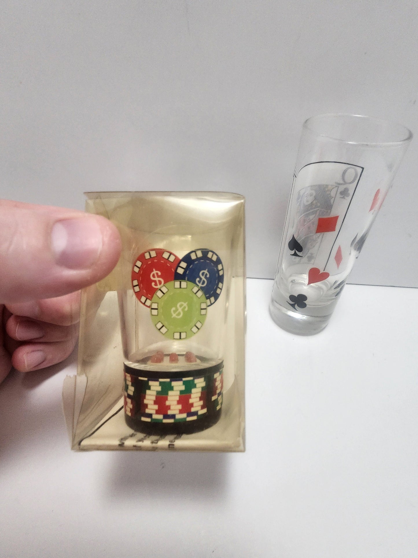 Casino Shot Glasses - Poker Chips - Poker Chip Shot Glass - Queen Of Clubs Shot Glass