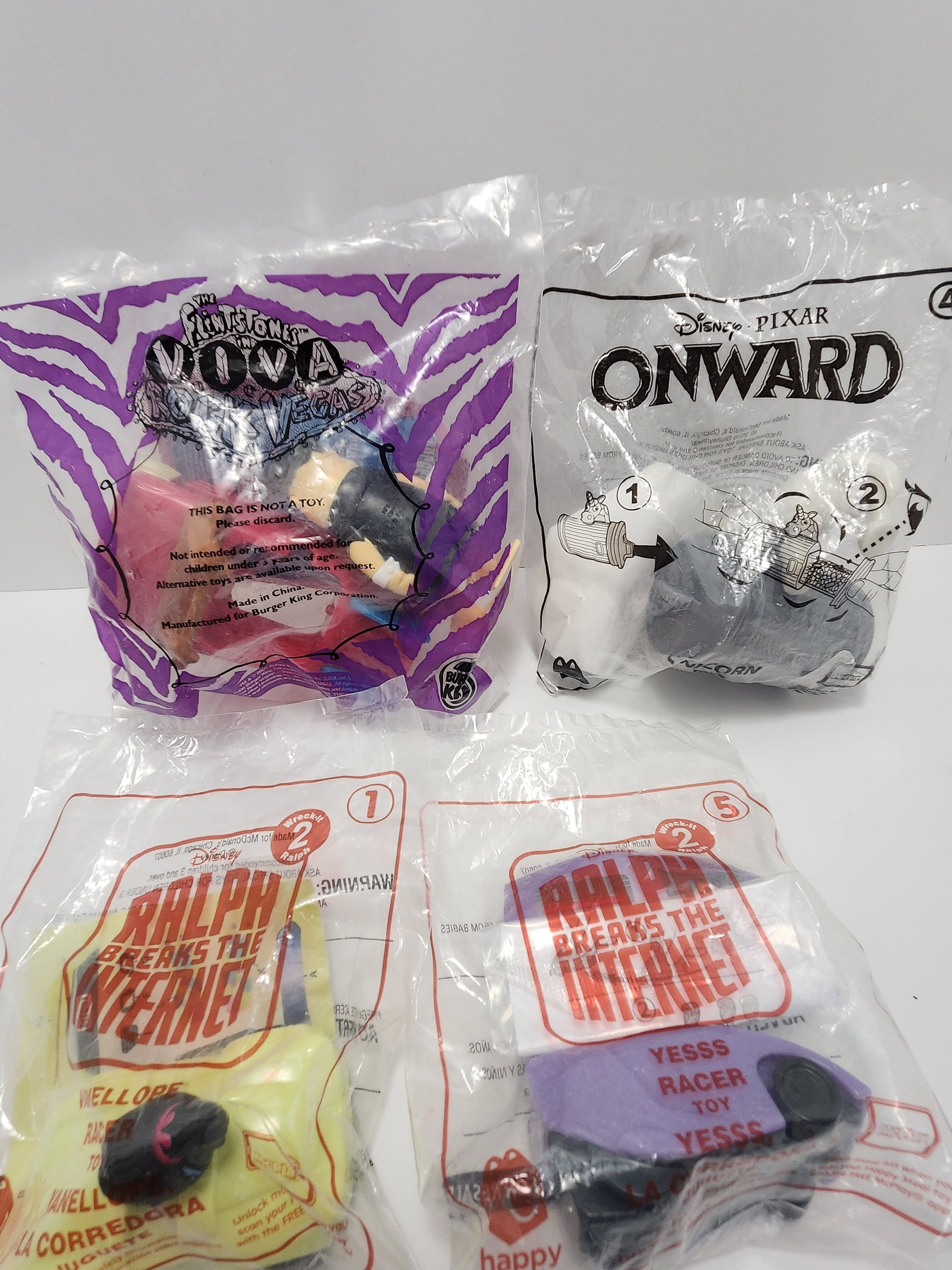 Mcdonalds Happy Meal Toys - Flintstones Toys - Onward Toys - Wreck It Ralph Toys - Disney Toys - Viva LA Vegas