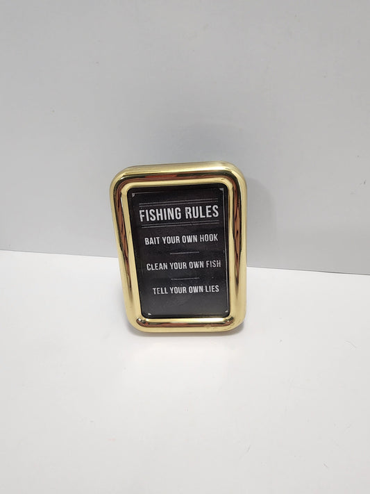 Fishing Rules In Small Brass Frame - Fishing - Fishing Decor - Brass Frames
