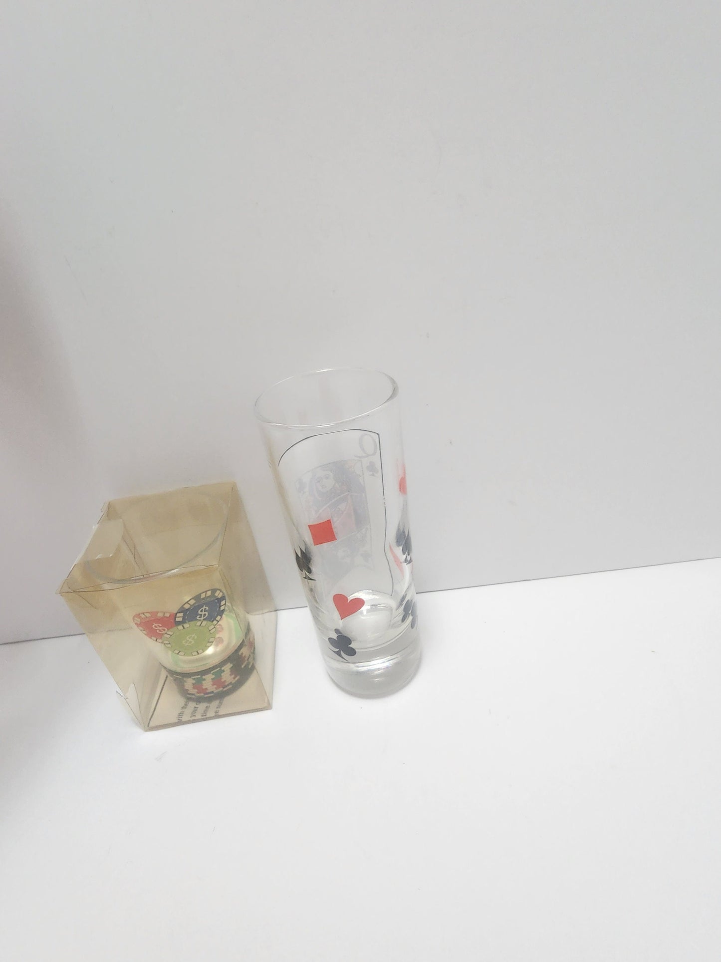 Casino Shot Glasses - Poker Chips - Poker Chip Shot Glass - Queen Of Clubs Shot Glass