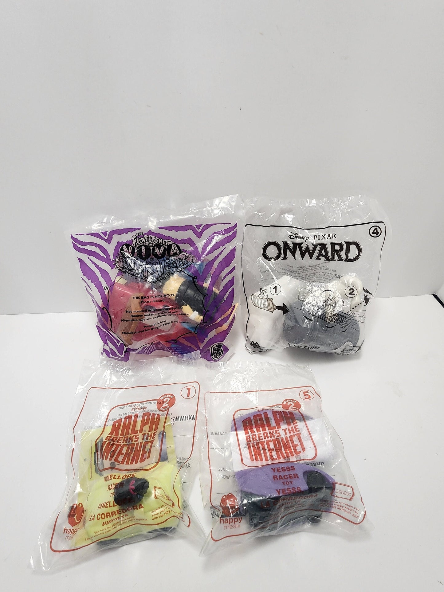 Mcdonalds Happy Meal Toys - Flintstones Toys - Onward Toys - Wreck It Ralph Toys - Disney Toys - Viva LA Vegas