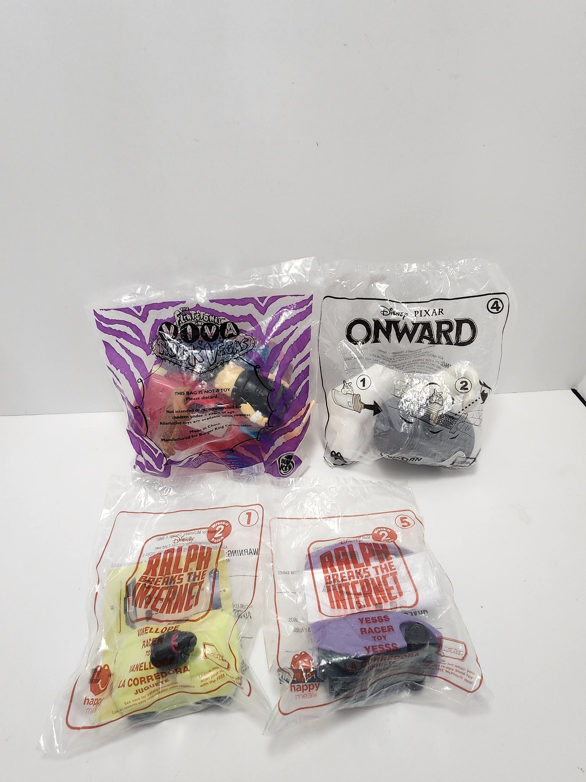 Mcdonalds Happy Meal Toys - Flintstones Toys - Onward Toys - Wreck It Ralph Toys - Disney Toys - Viva LA Vegas