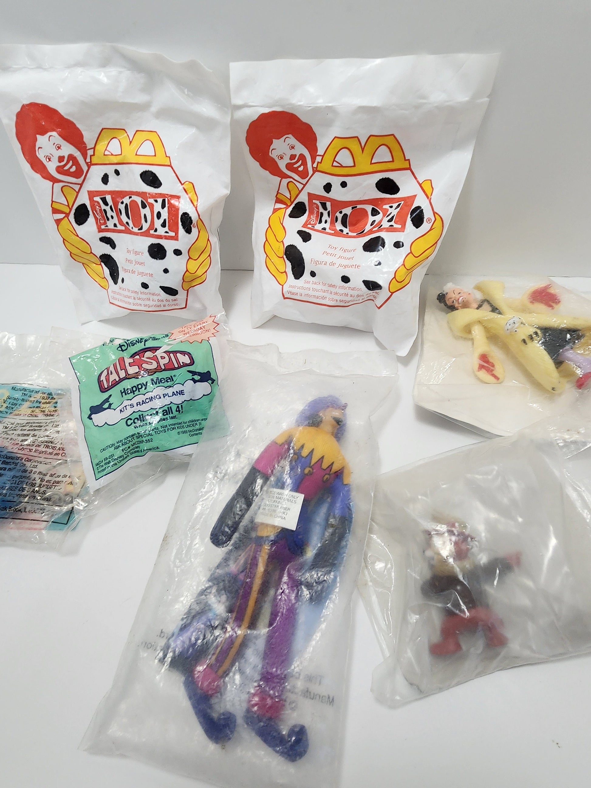 Mcdonalds Happy Meal Toys From Disney - 101 Dalmatians - Cruella - Tailspin - Chip and Dale - Rescue Rangers - Happy Meal Toys