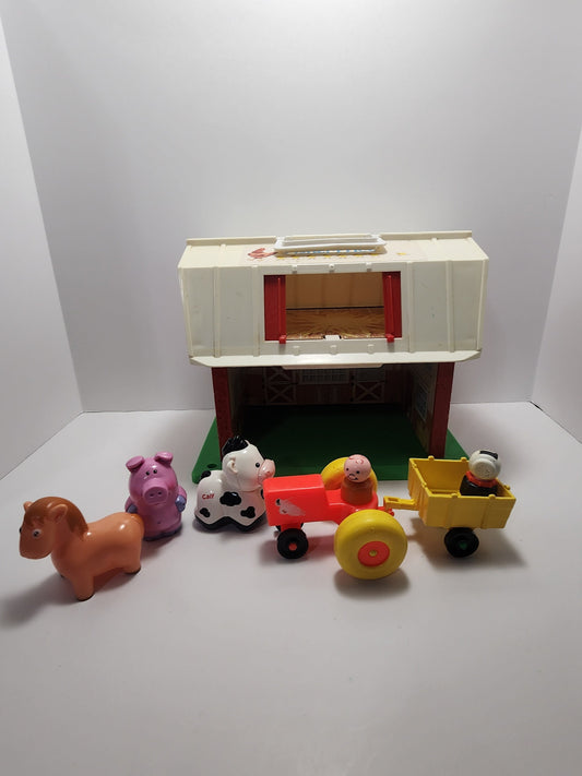 1960s Fisher Price Barn Farm Playset - Fisher Price Toys - Fisher Price Playset - Farm Toys - Playset - Pretend Toys